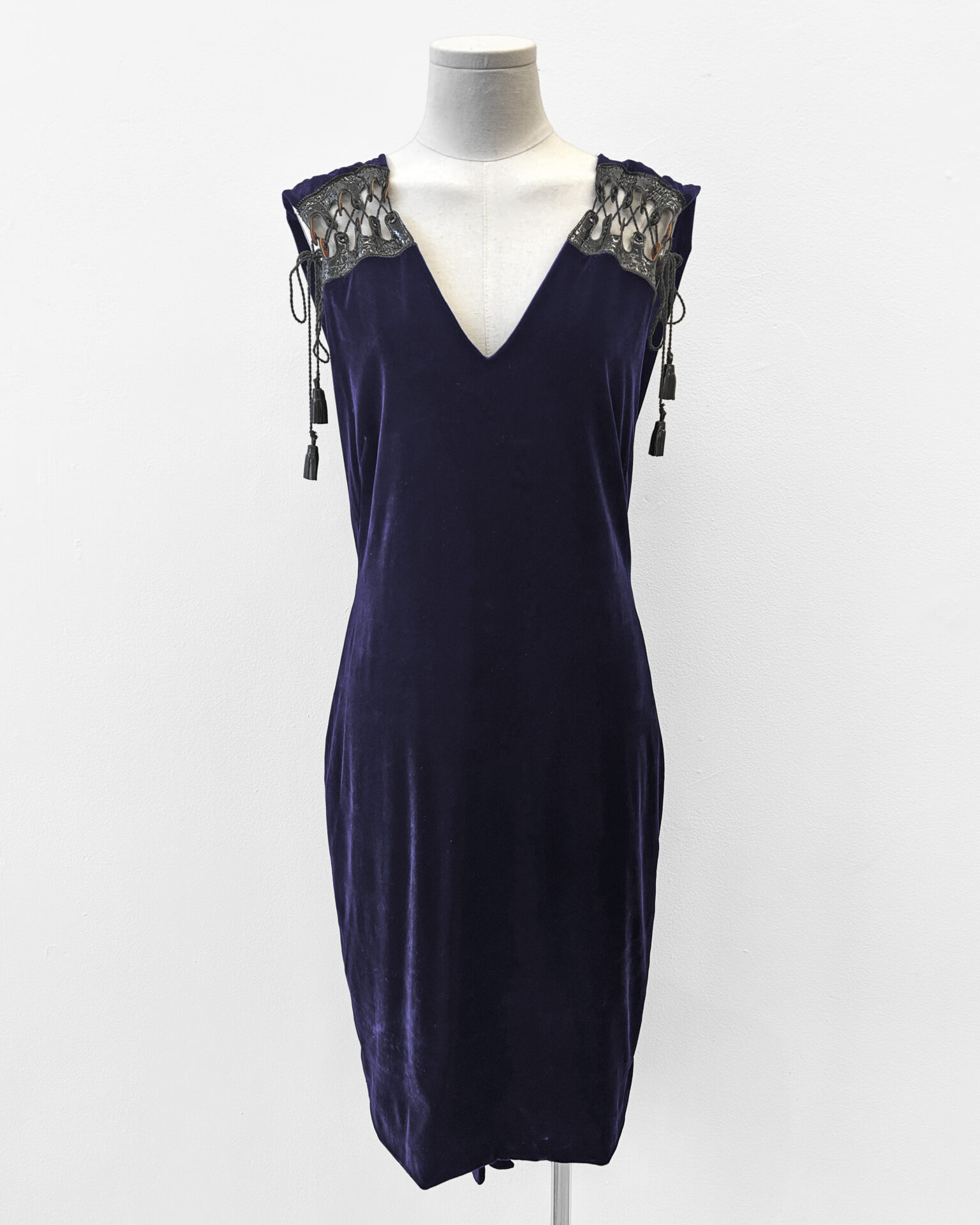 Jean Paul Gaultier dark purple velvet dress