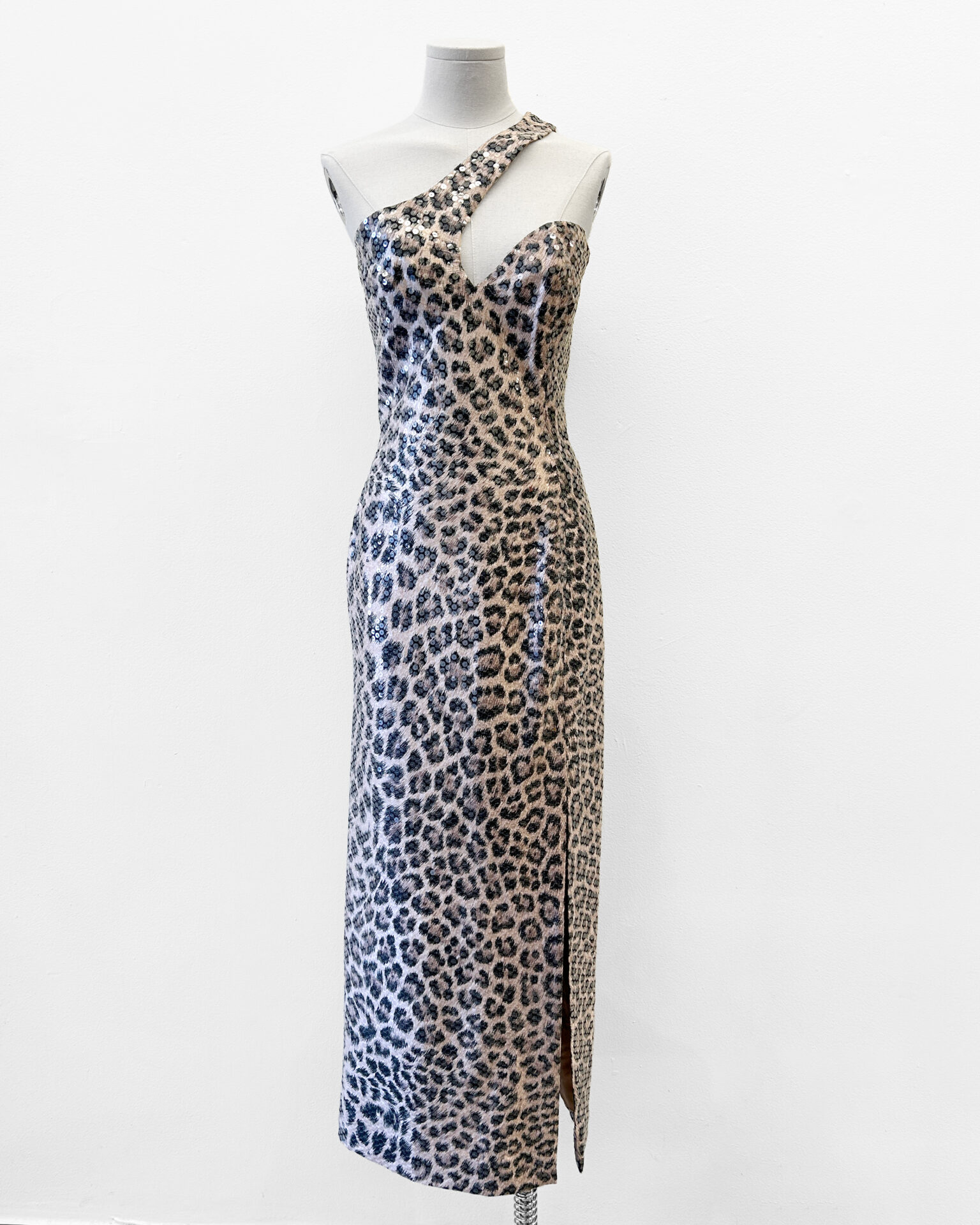 Loris Azzaro 1990's leopard print sequin gown