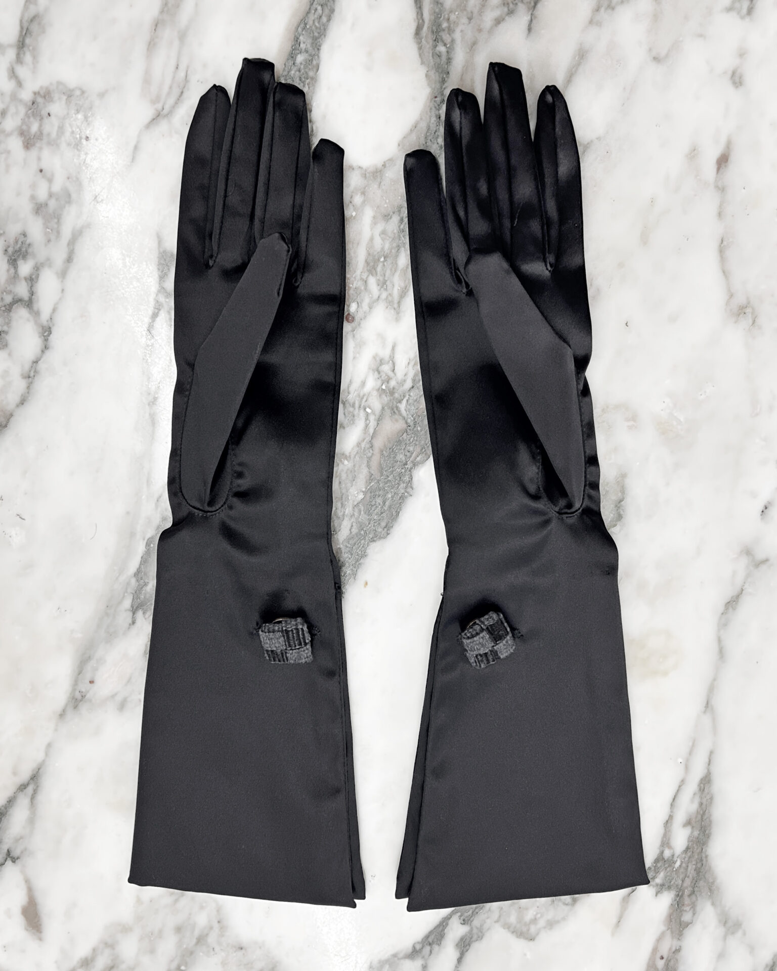 Gianfranco Ferre black stretch satin gloves