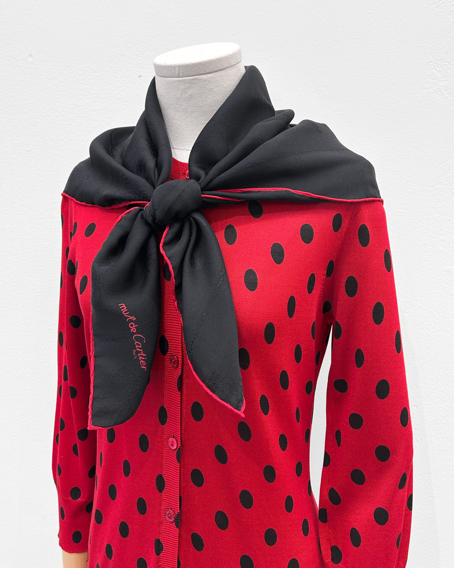 Must de Cartier black silk scarf