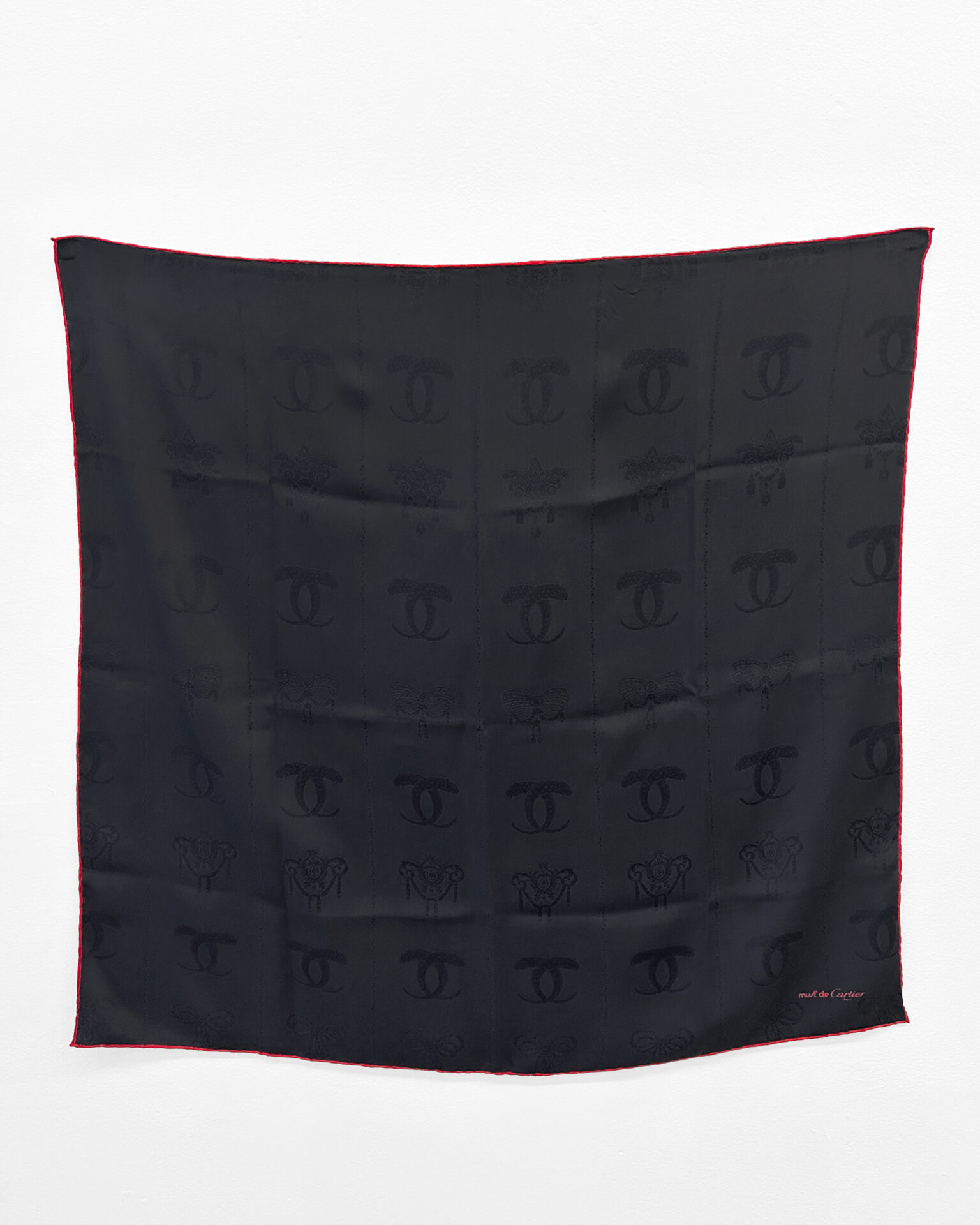 Must de Cartier black silk scarf