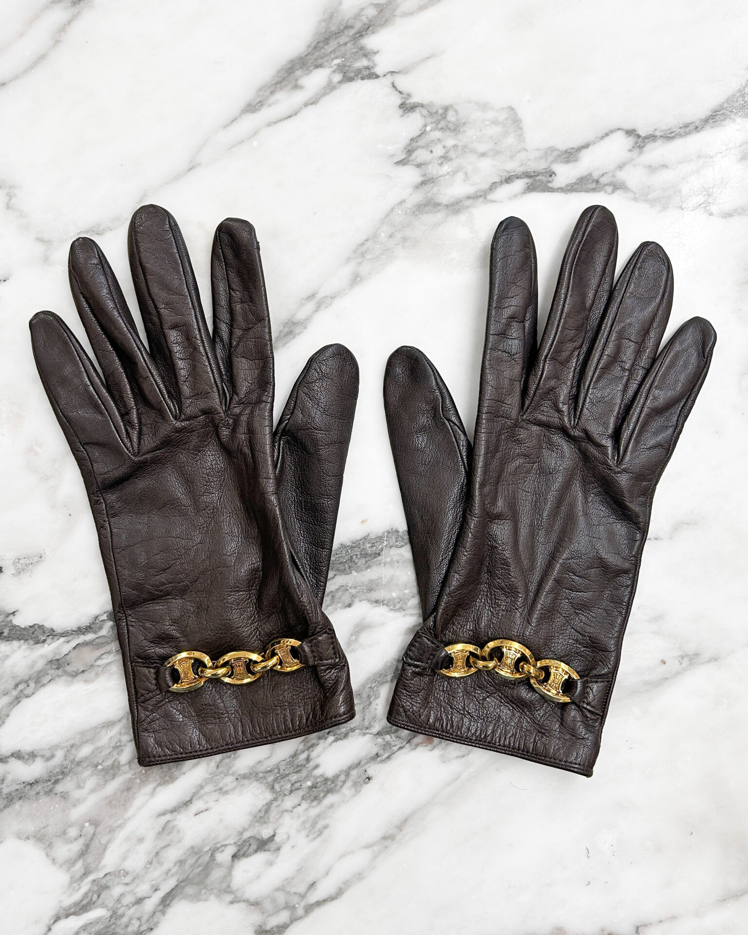 Celine 1990's brown leather gloves