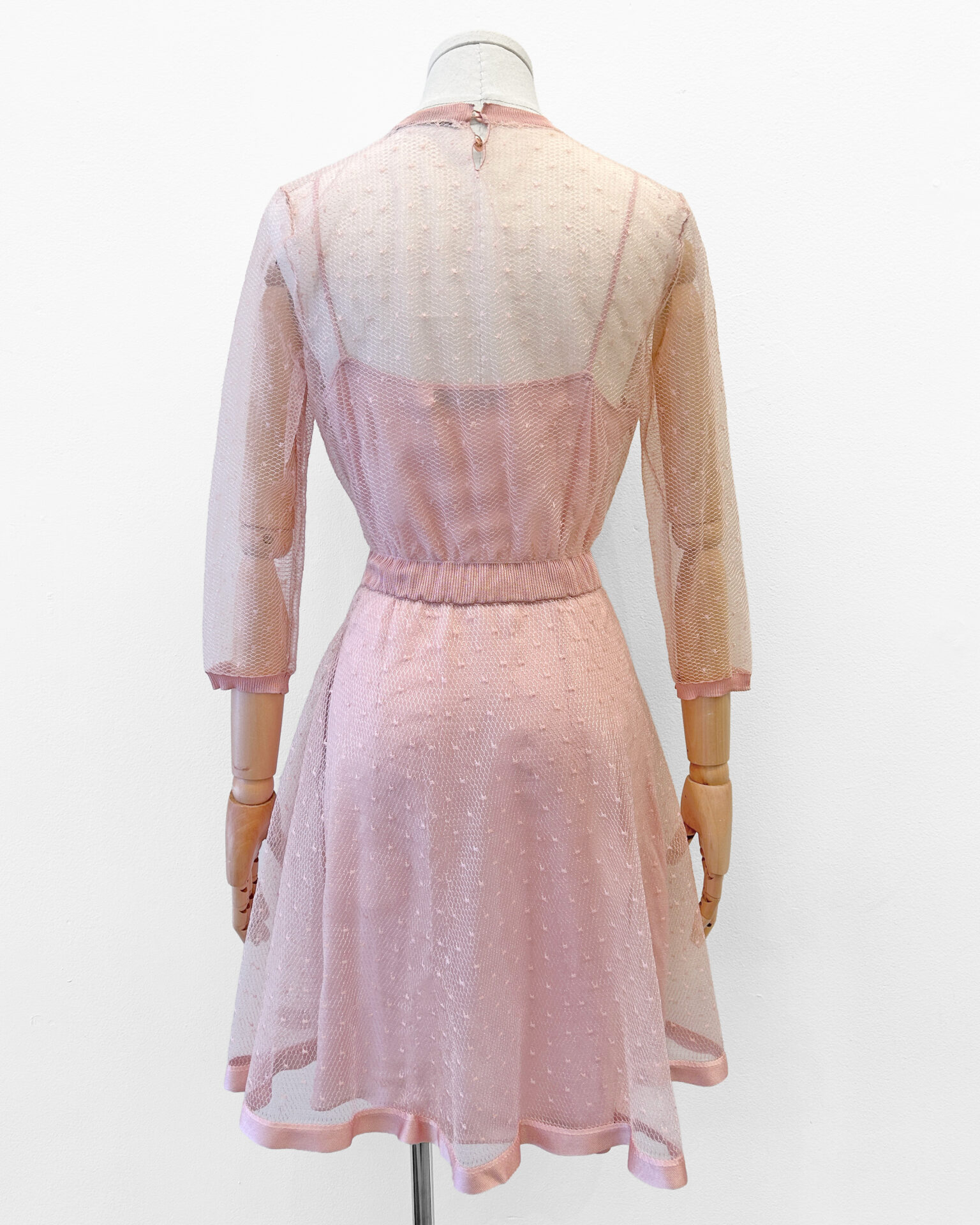 Dior pink mulberry silk net dress