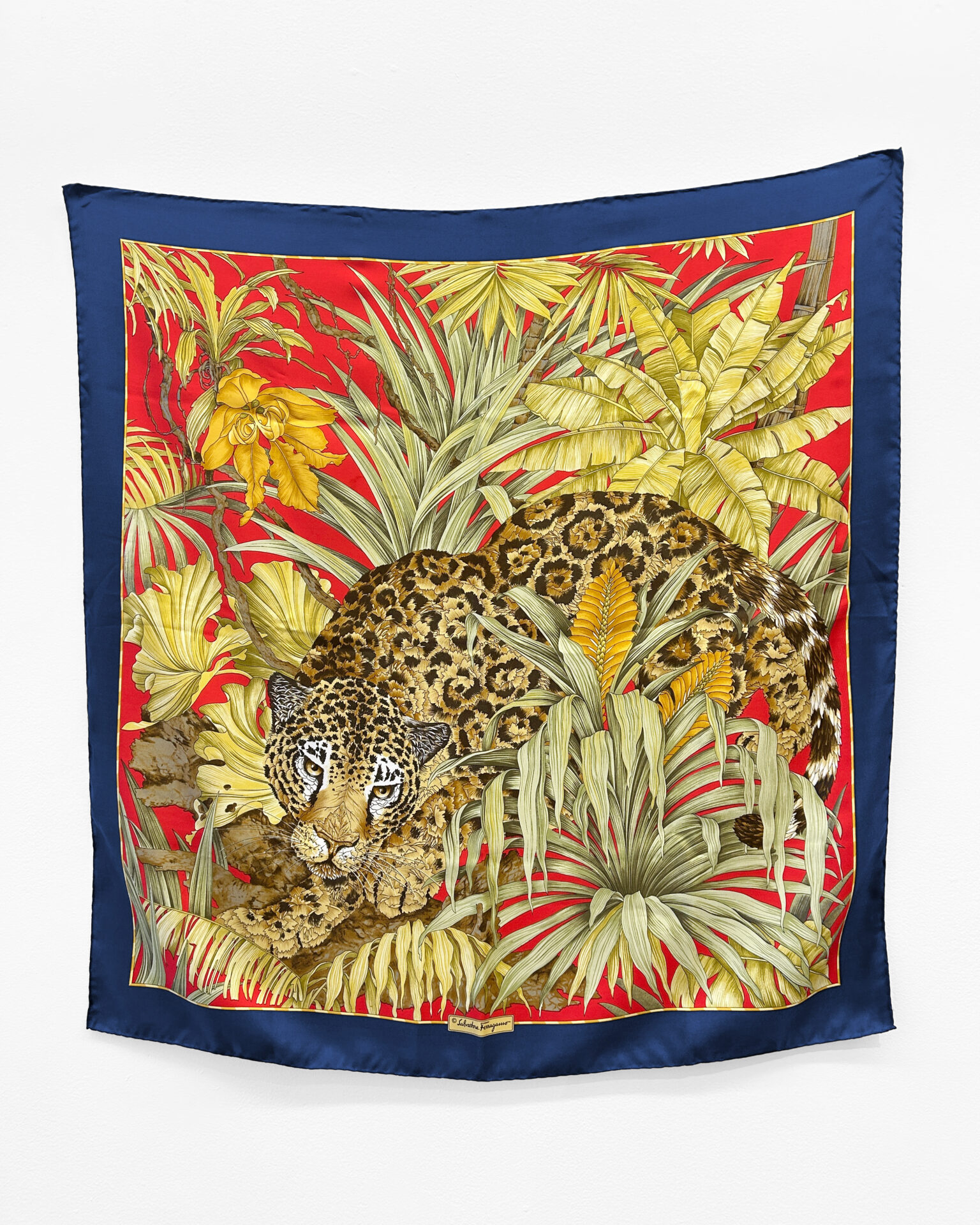 Ferragamo leopard motif silk scarf