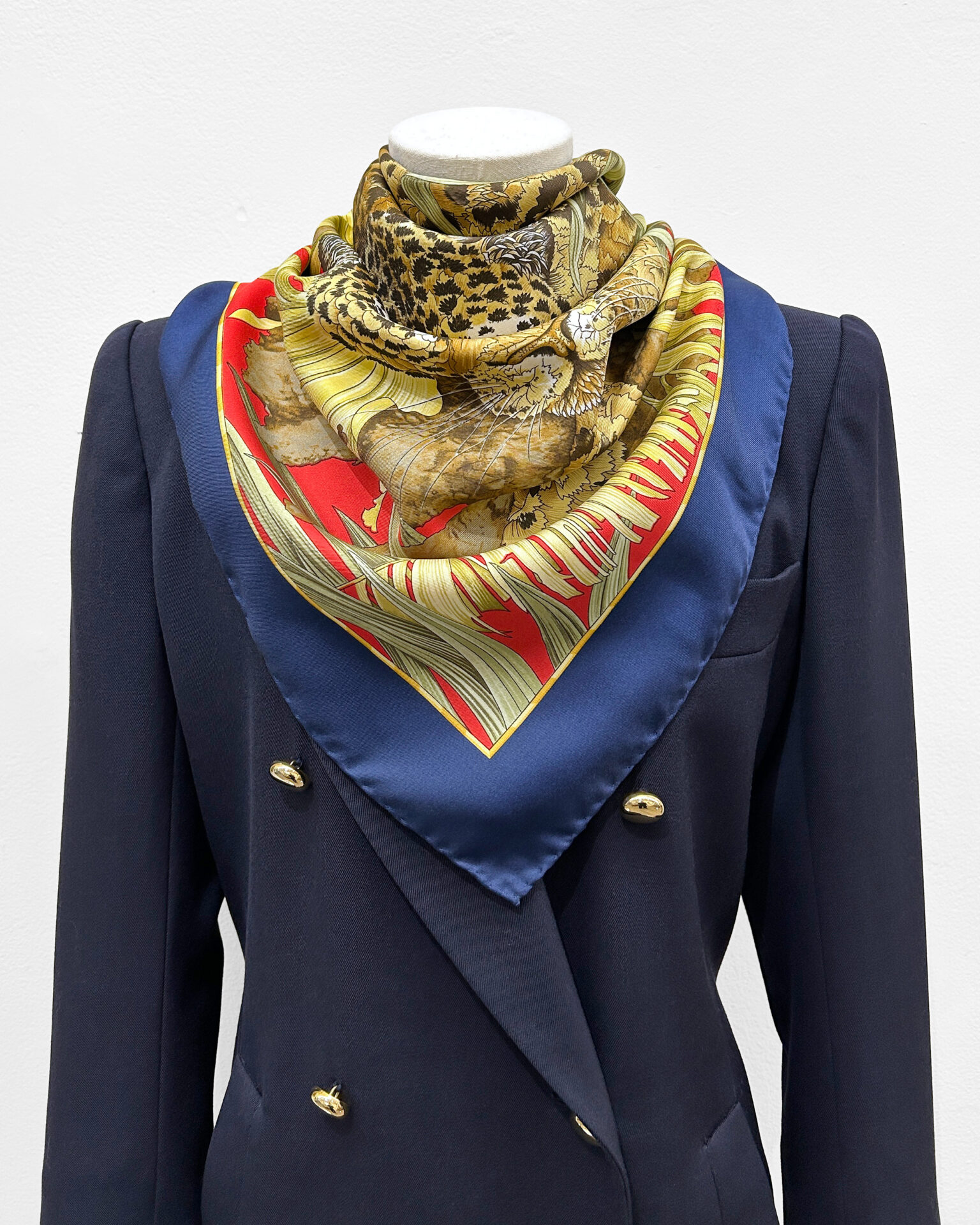 Ferragamo leopard motif silk scarf