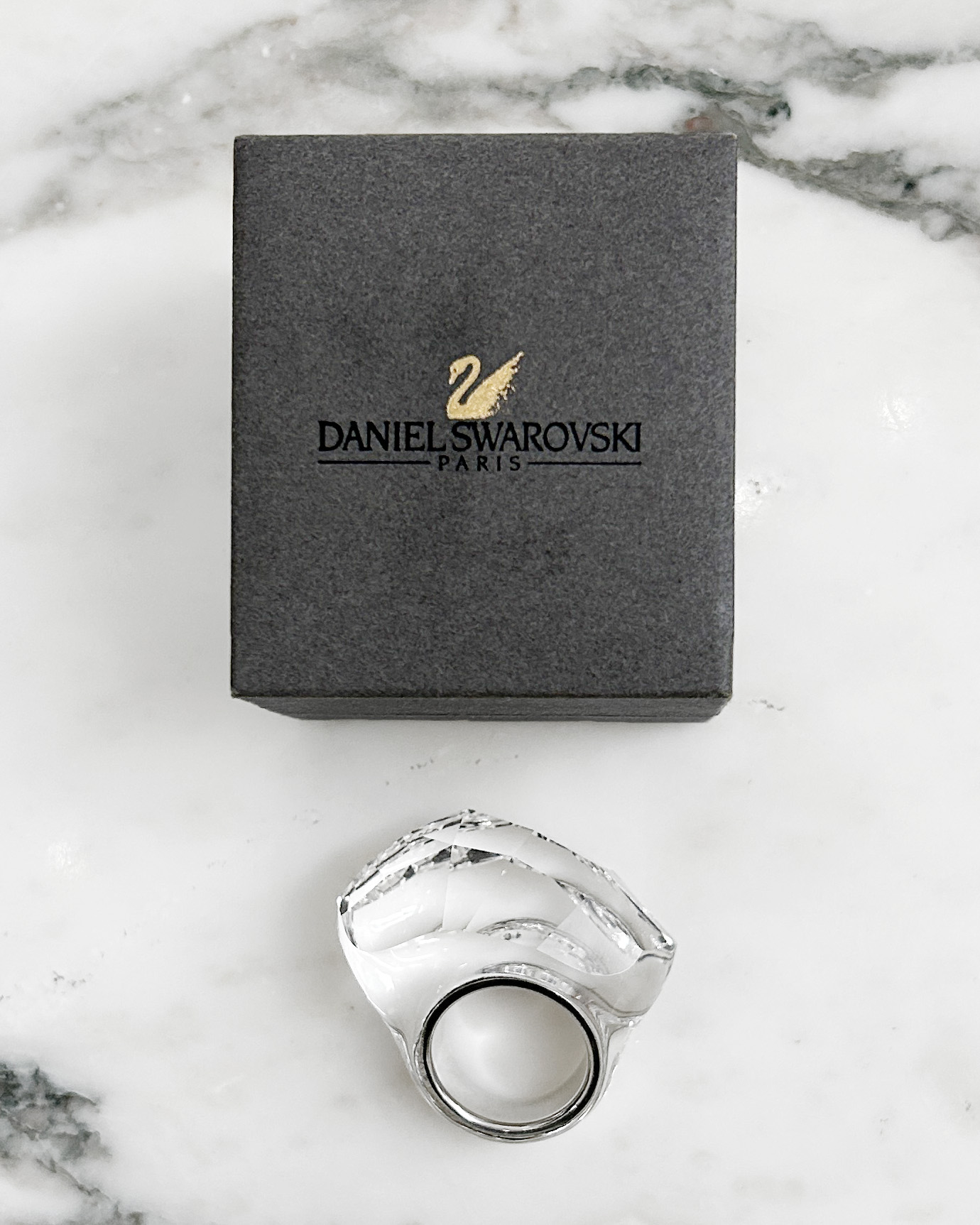 Swarovski large clear crystal ring