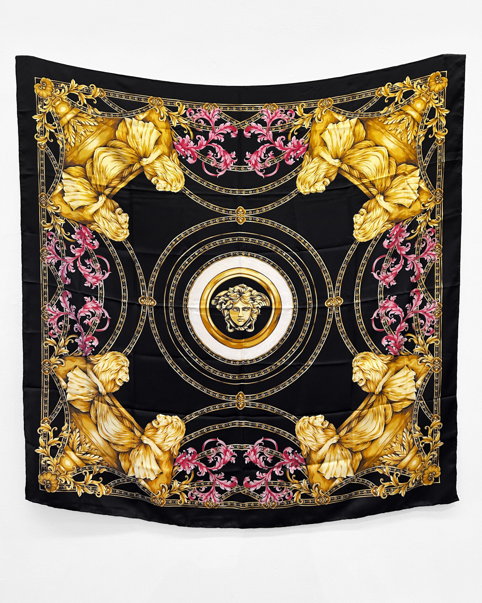 Versace large lion print silk scarf/wrap
