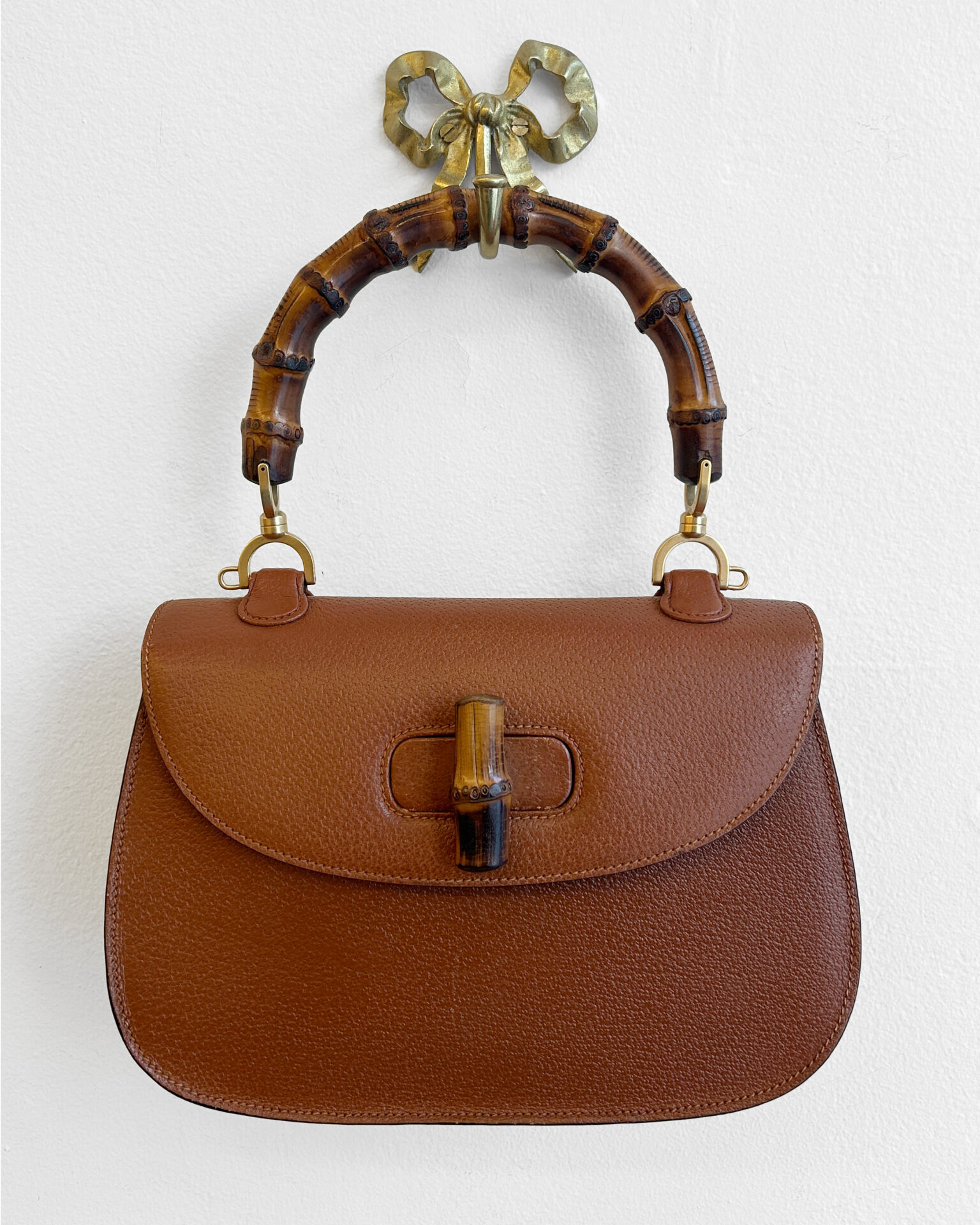 Gucci bamboo 1947 medium bag in brown leather