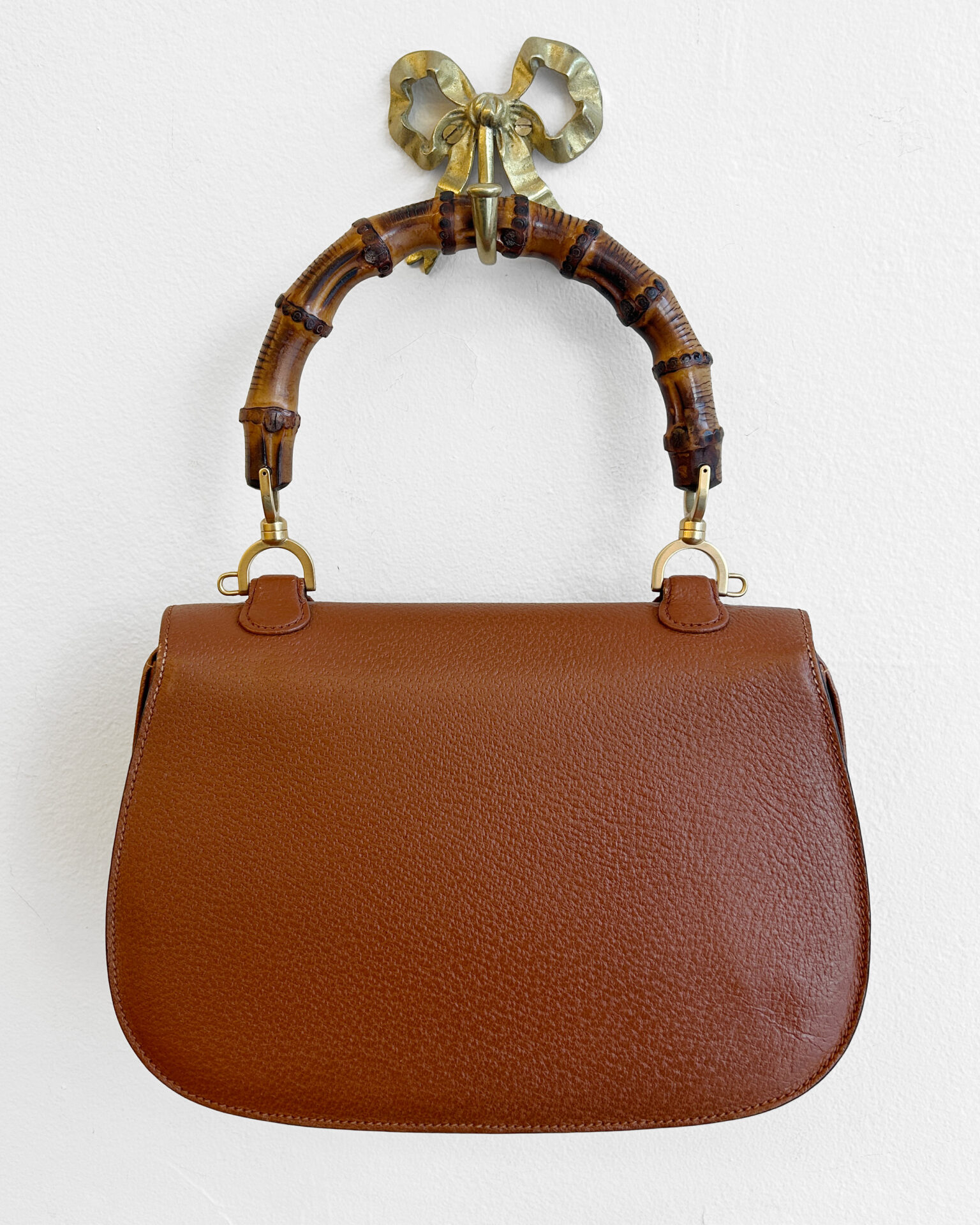 Gucci bamboo 1947 medium bag in brown leather