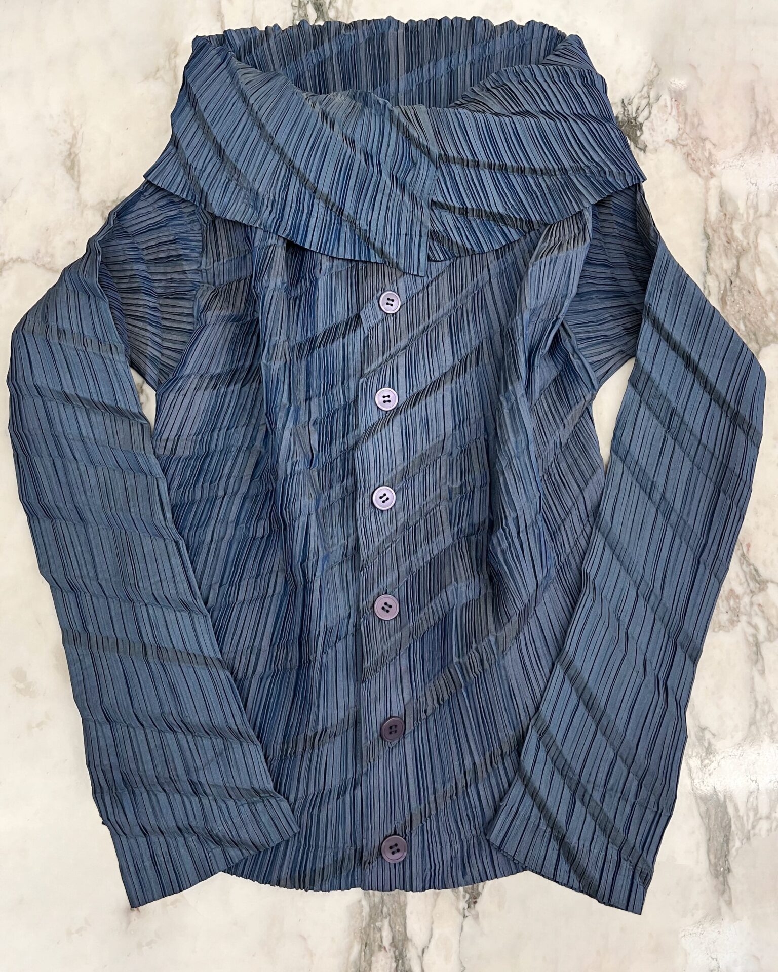 Issey Miyake 1998 iridescent pleated button up blouse
