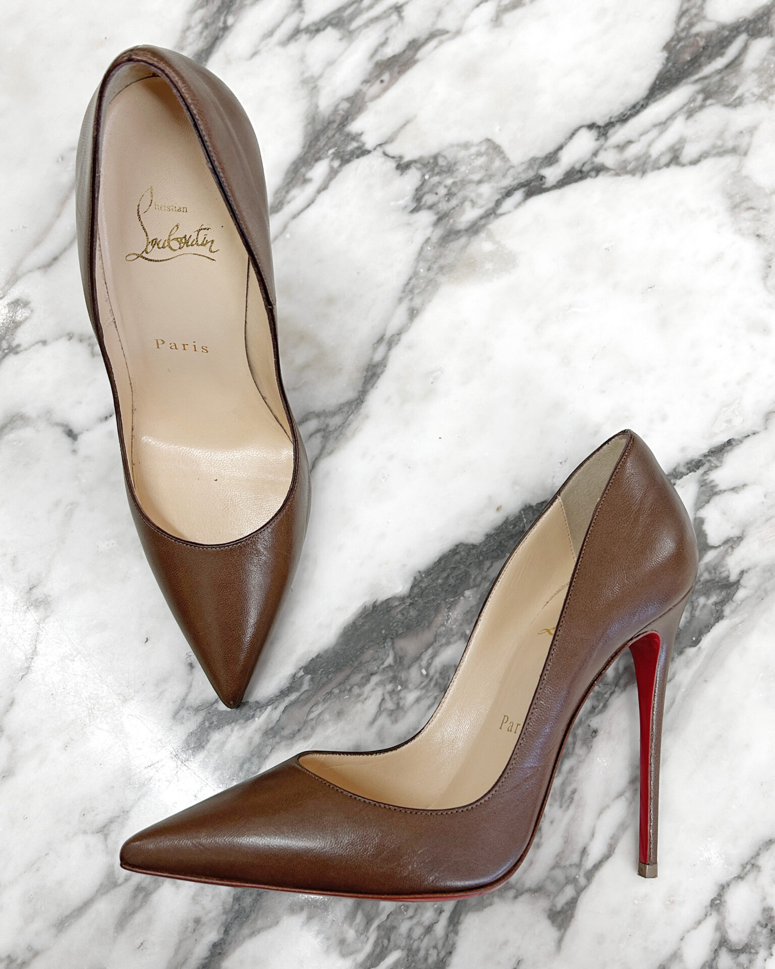 Christian Louboutin So Kate 120 brown leather pumps