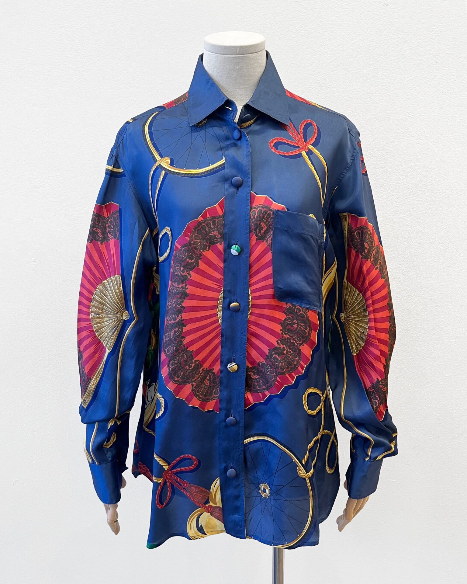 Moschino 90's patterned heart/peace sign button up blouse