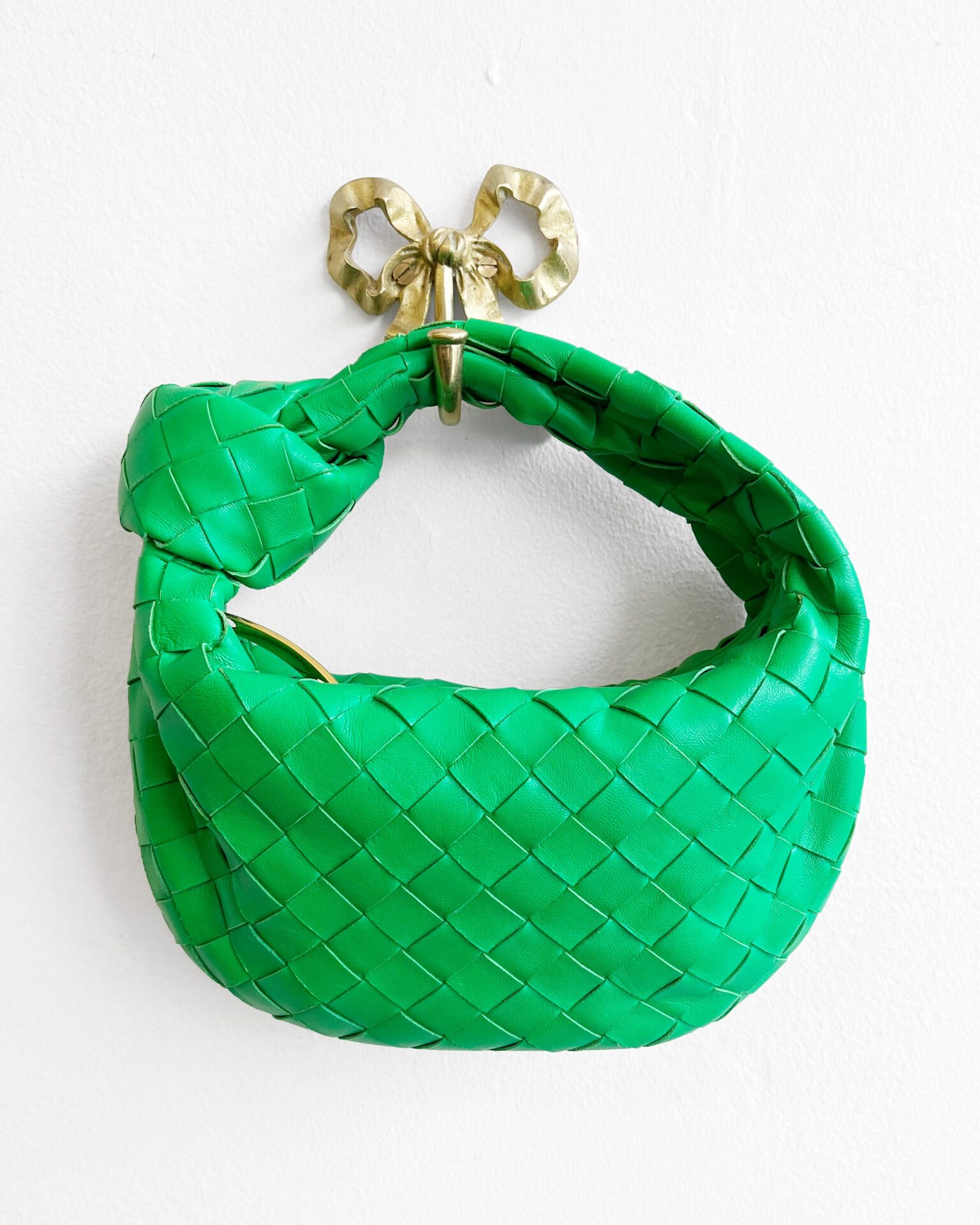 Bottega Veneta Jodie Mini green Intrecciato knotted bag