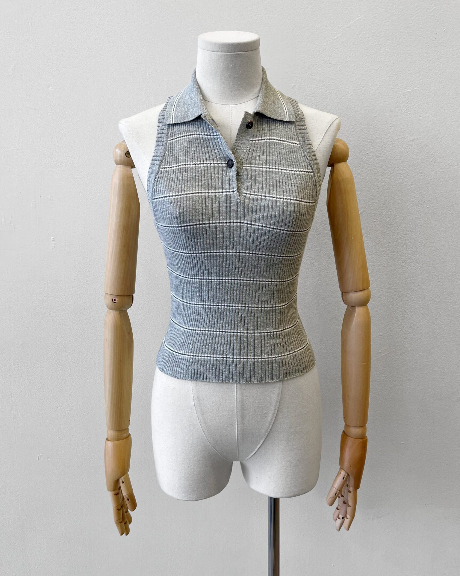 Brunello Cucinelli metallic striped rib-knit top