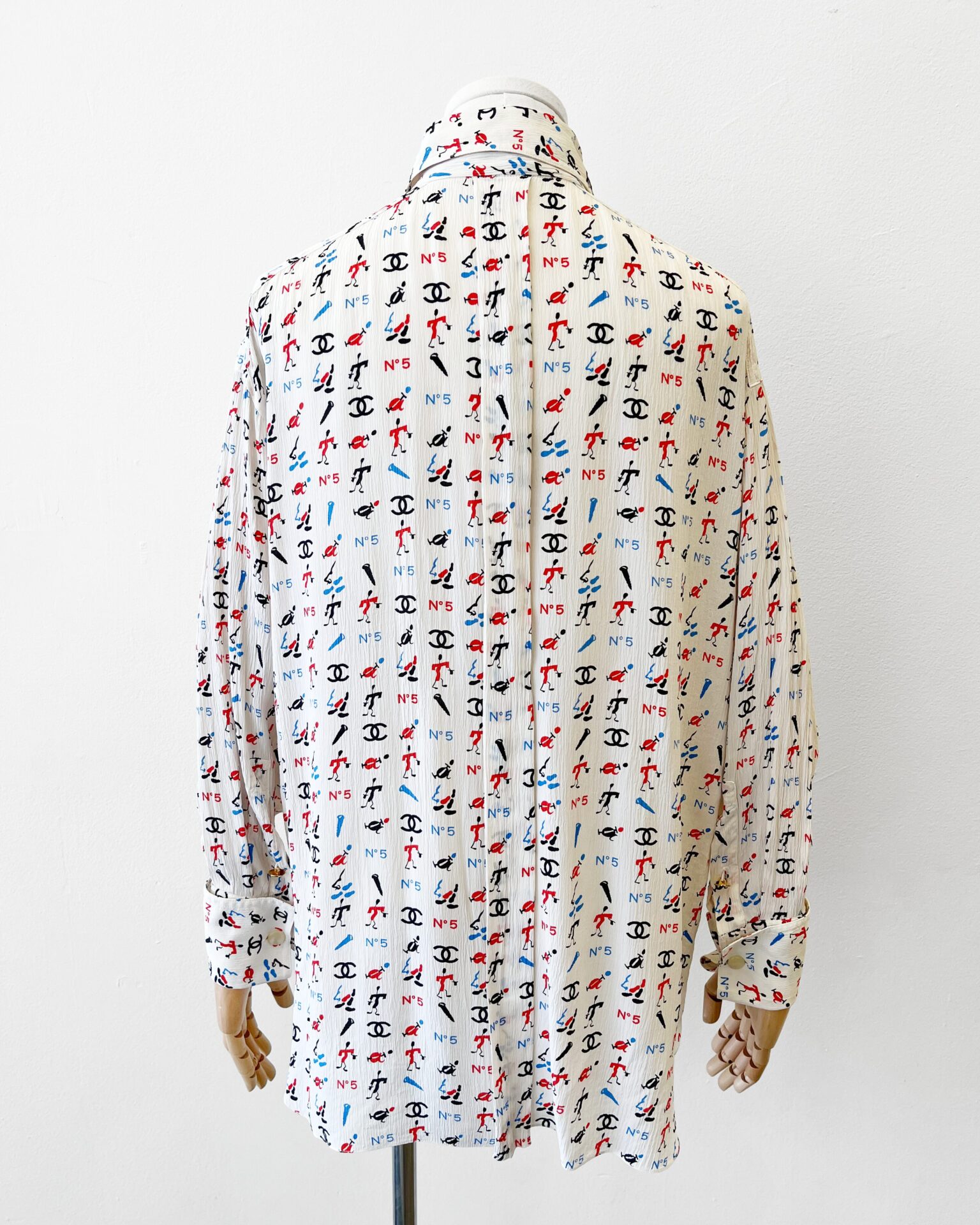 Chanel 1980's cream blouse with abstract all over print