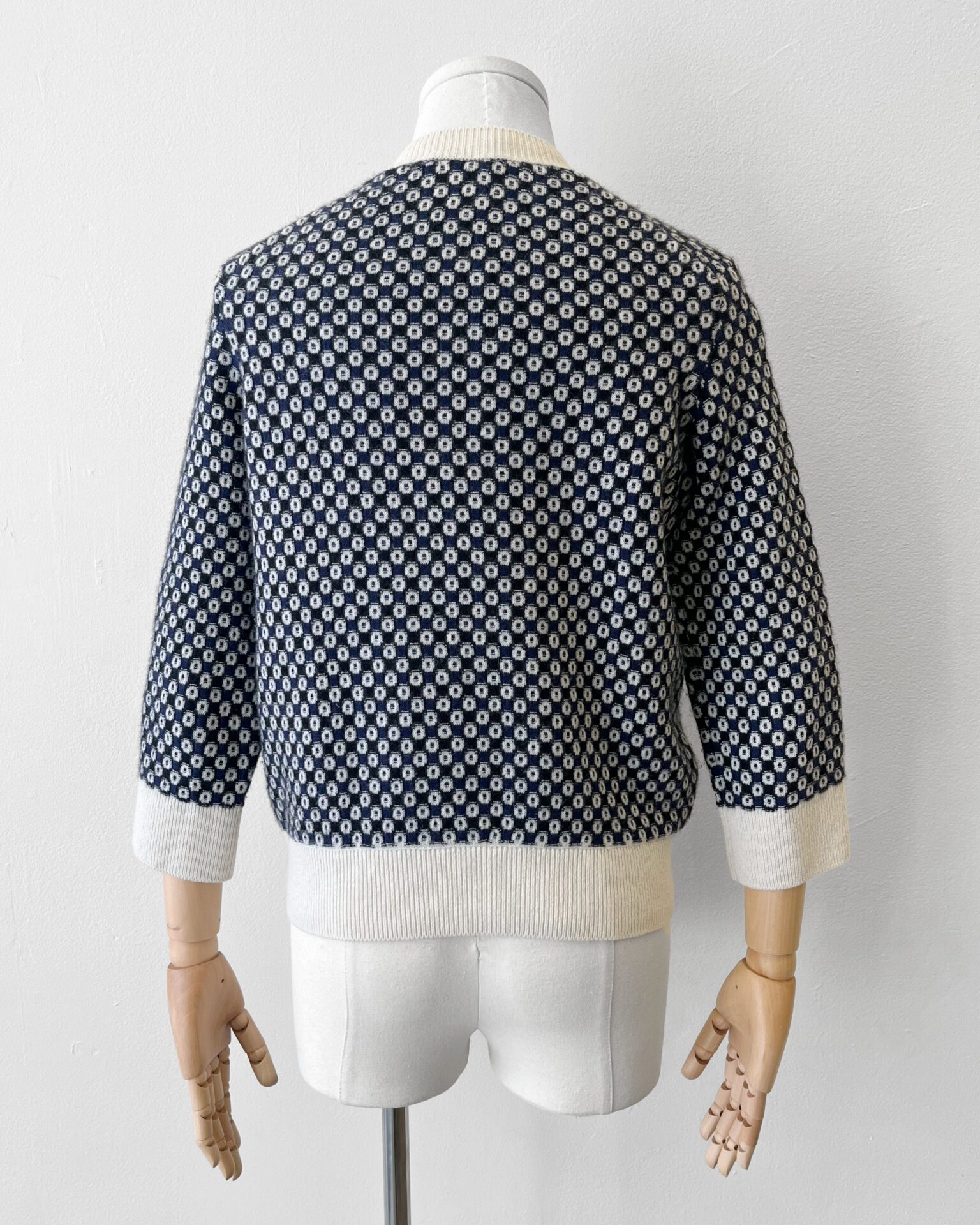 Chanel cashmere spotted checkerboard knit cardigan