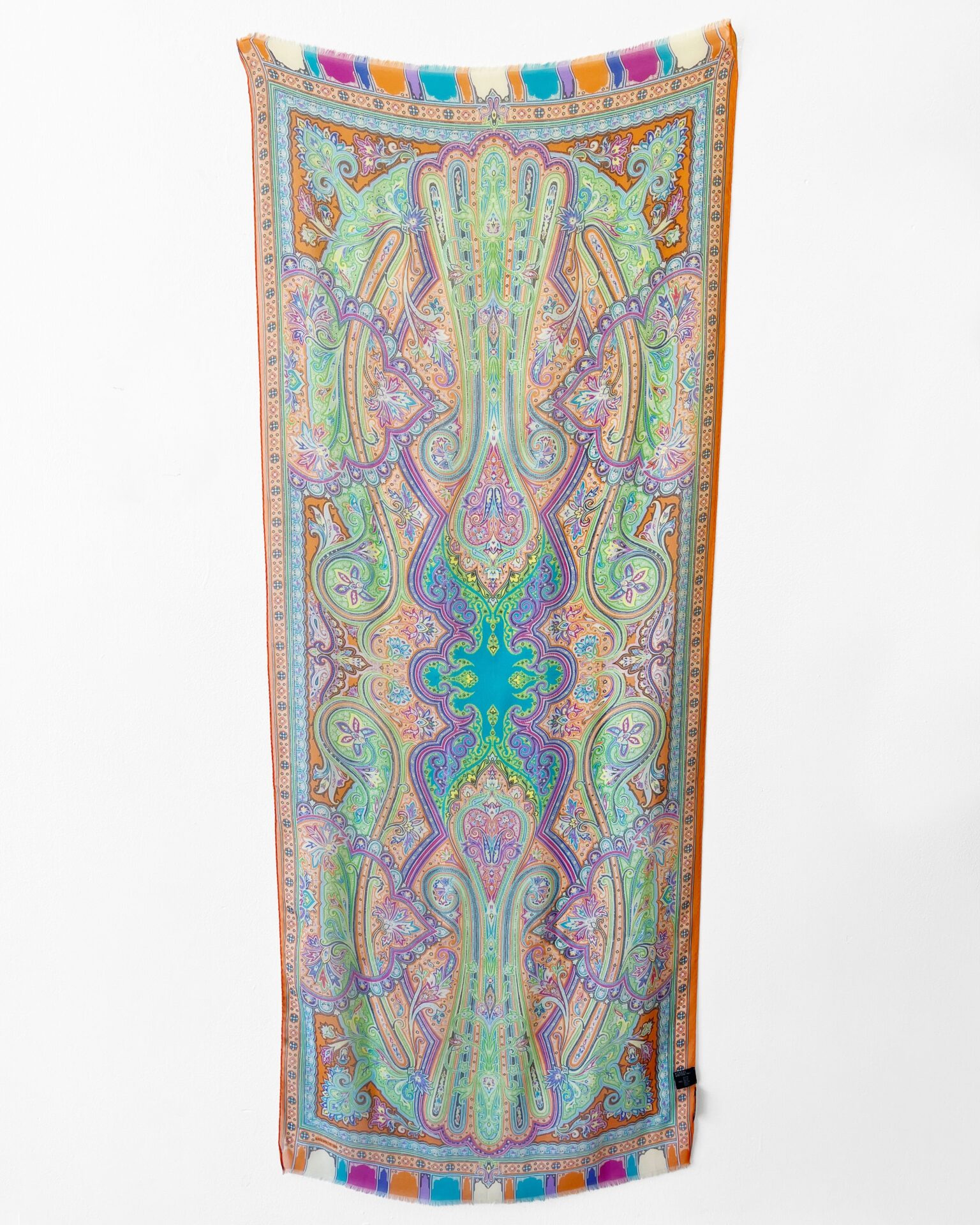 Etro silk chiffon orange paisley scarf