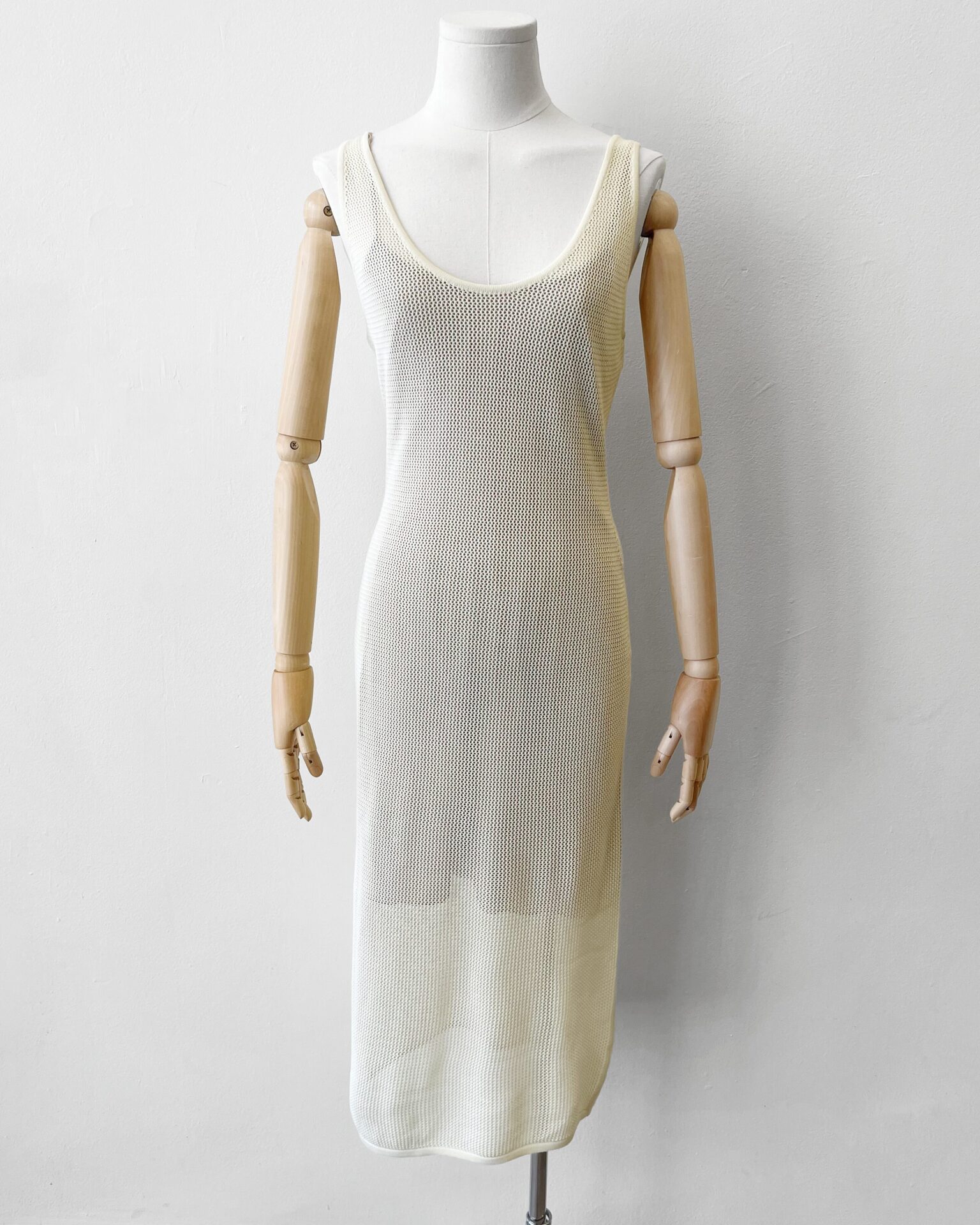 Fendi cream crochet silk dress with nude slip