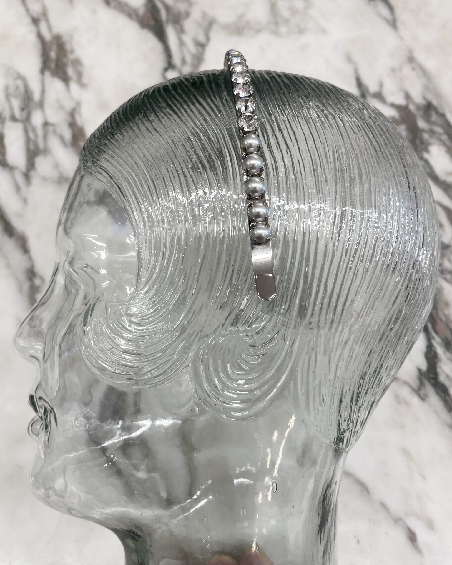 Miu Miu pearl & crystal headband with bow