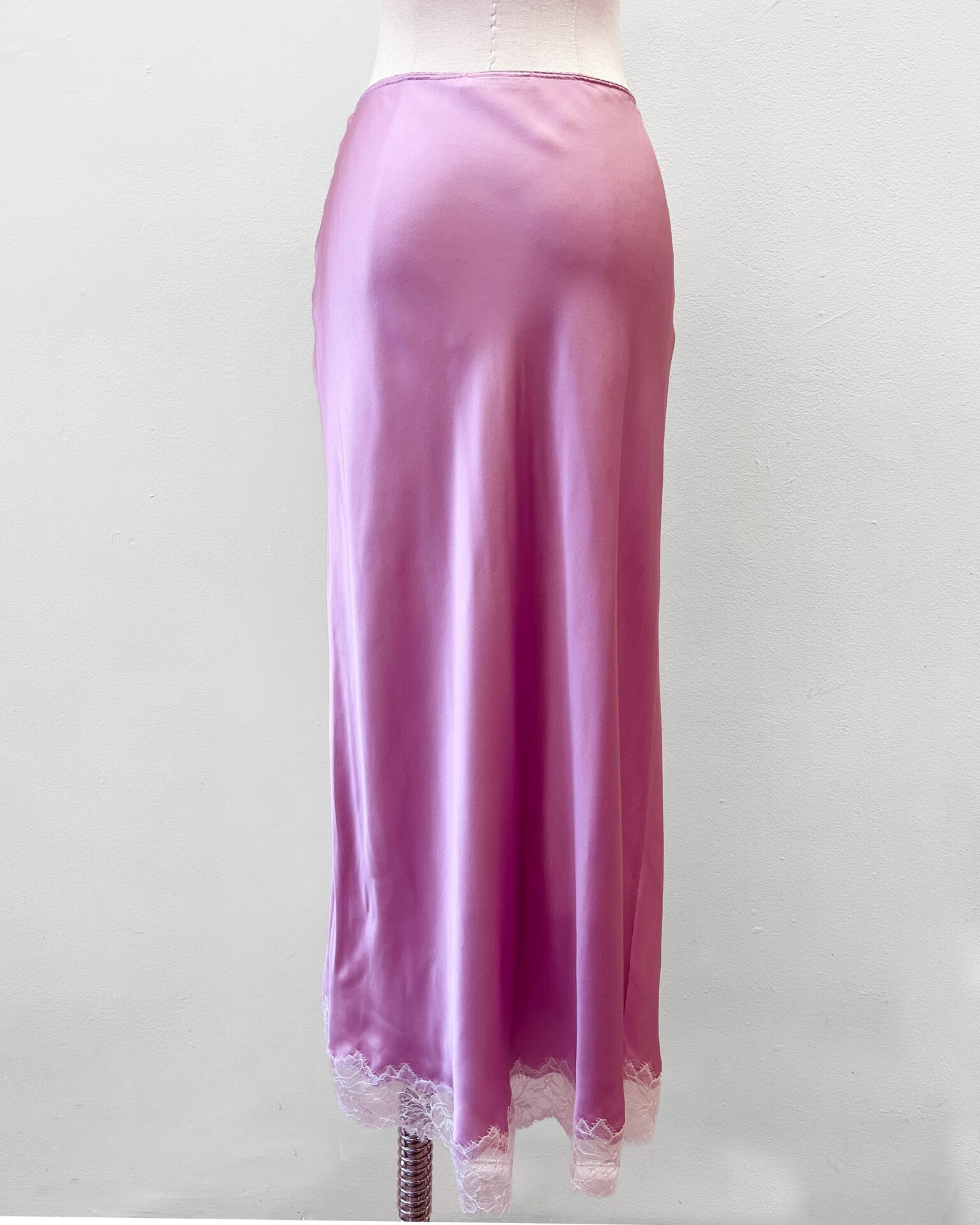 Sablyn silk bias-cut silk skirt with lace trim