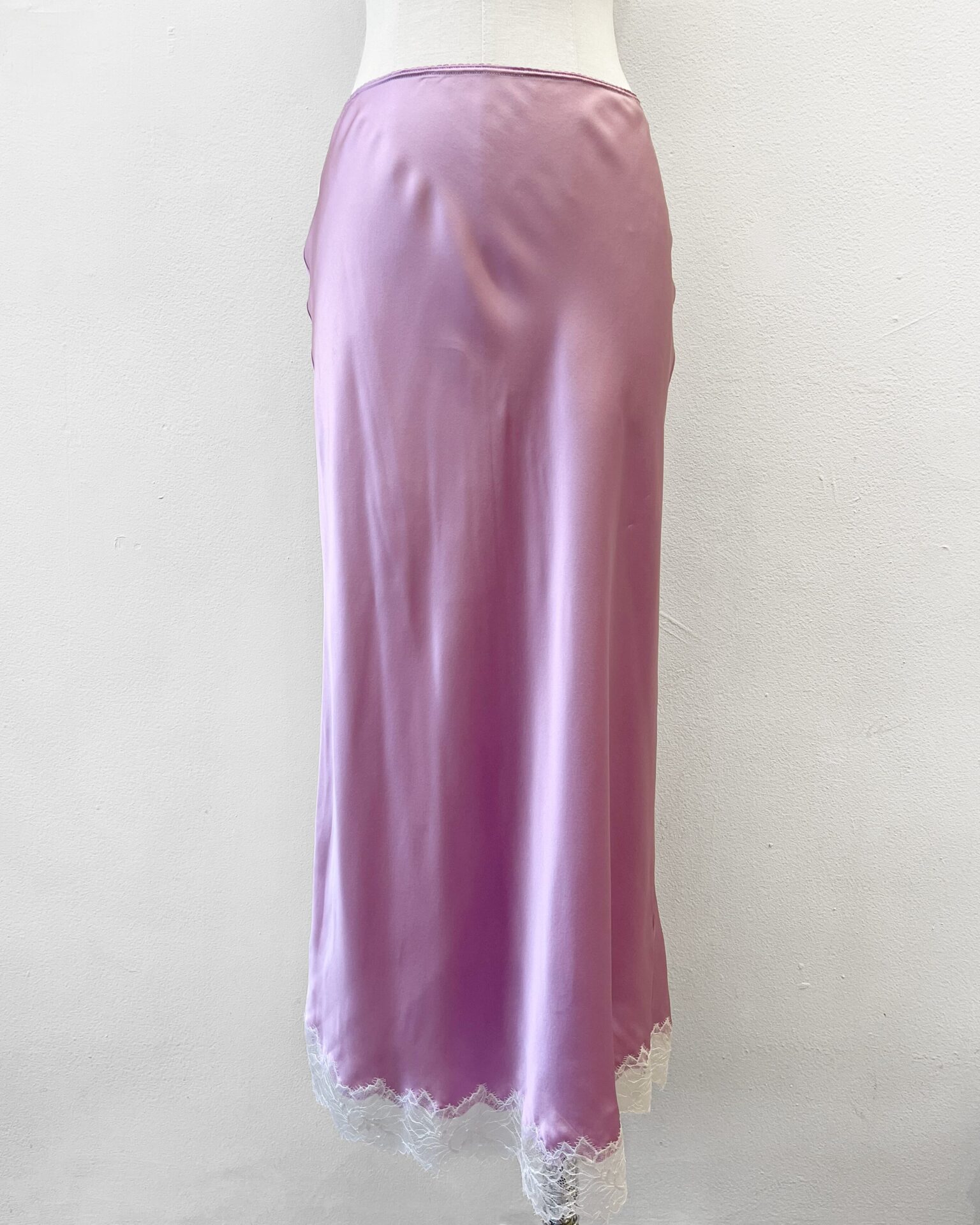 Sablyn silk bias-cut silk skirt with lace trim
