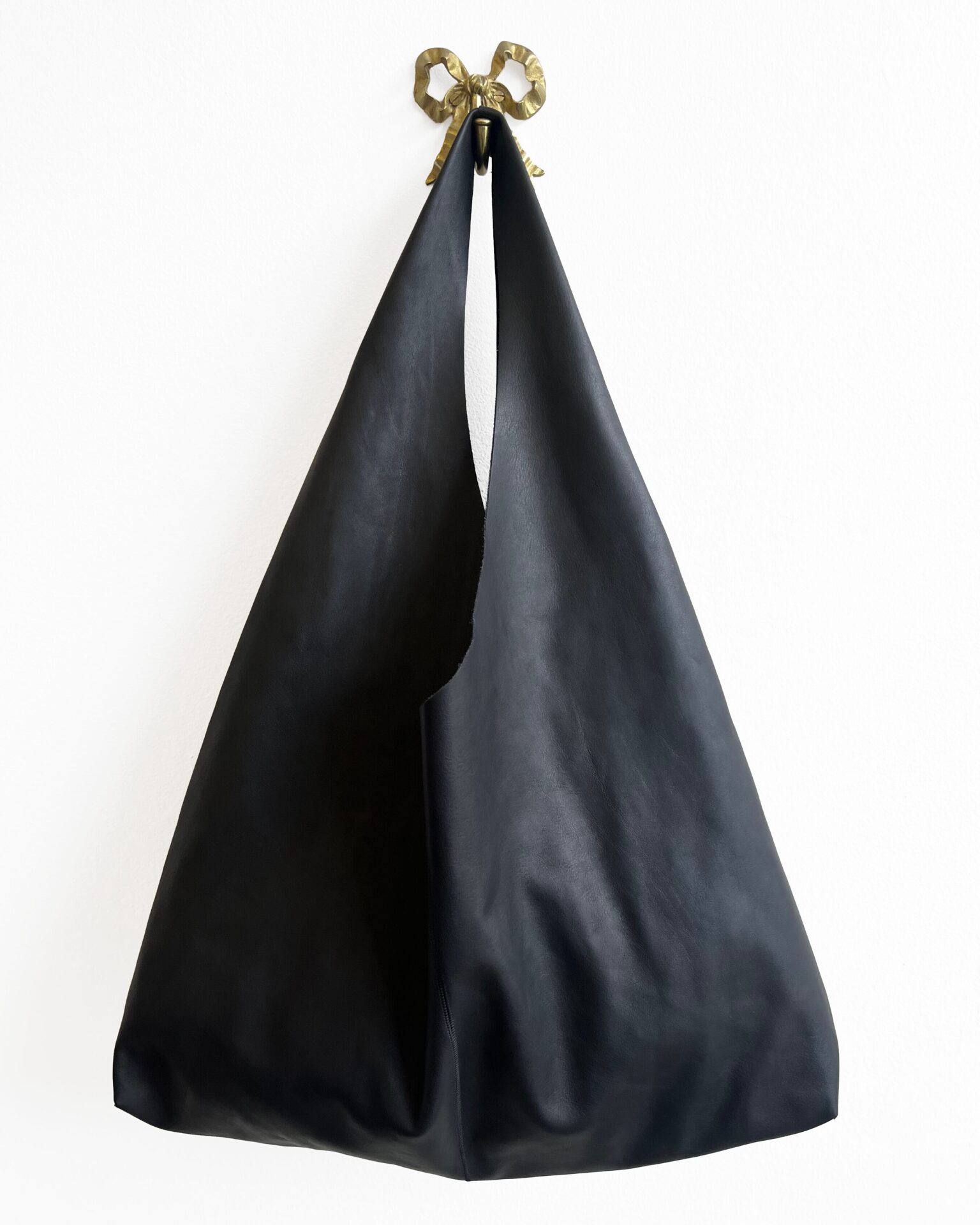 The Row Bindle medium black calf leather tote