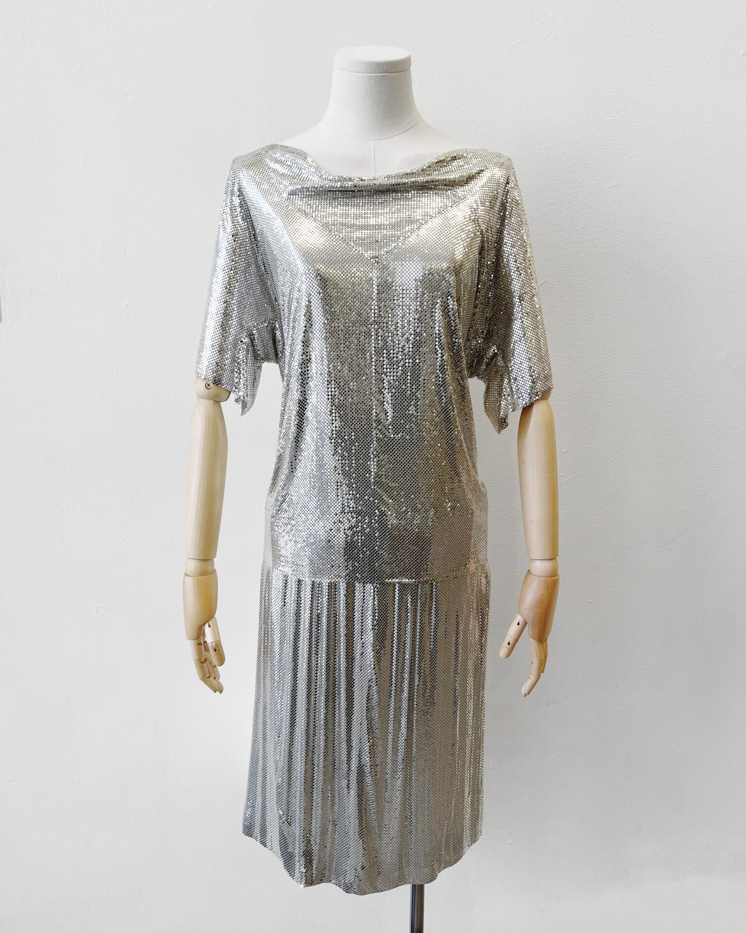 Whiting & Davis 1980's metal mesh blouse & skirt set