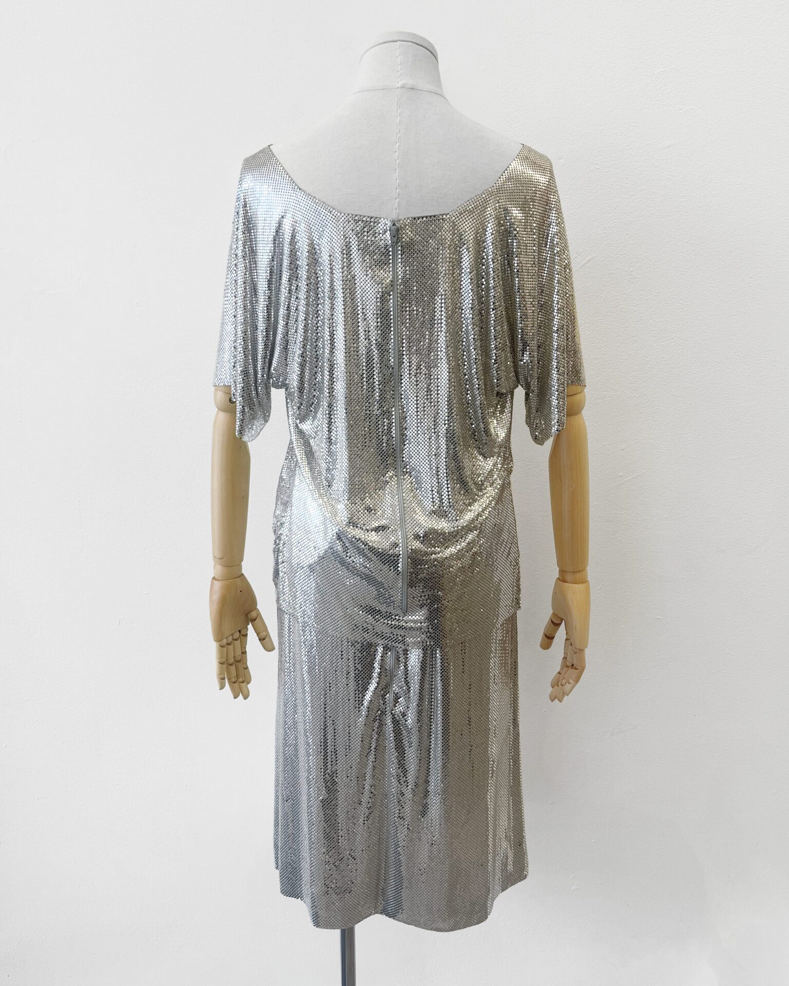 Whiting & Davis 1980's metal mesh blouse & skirt set