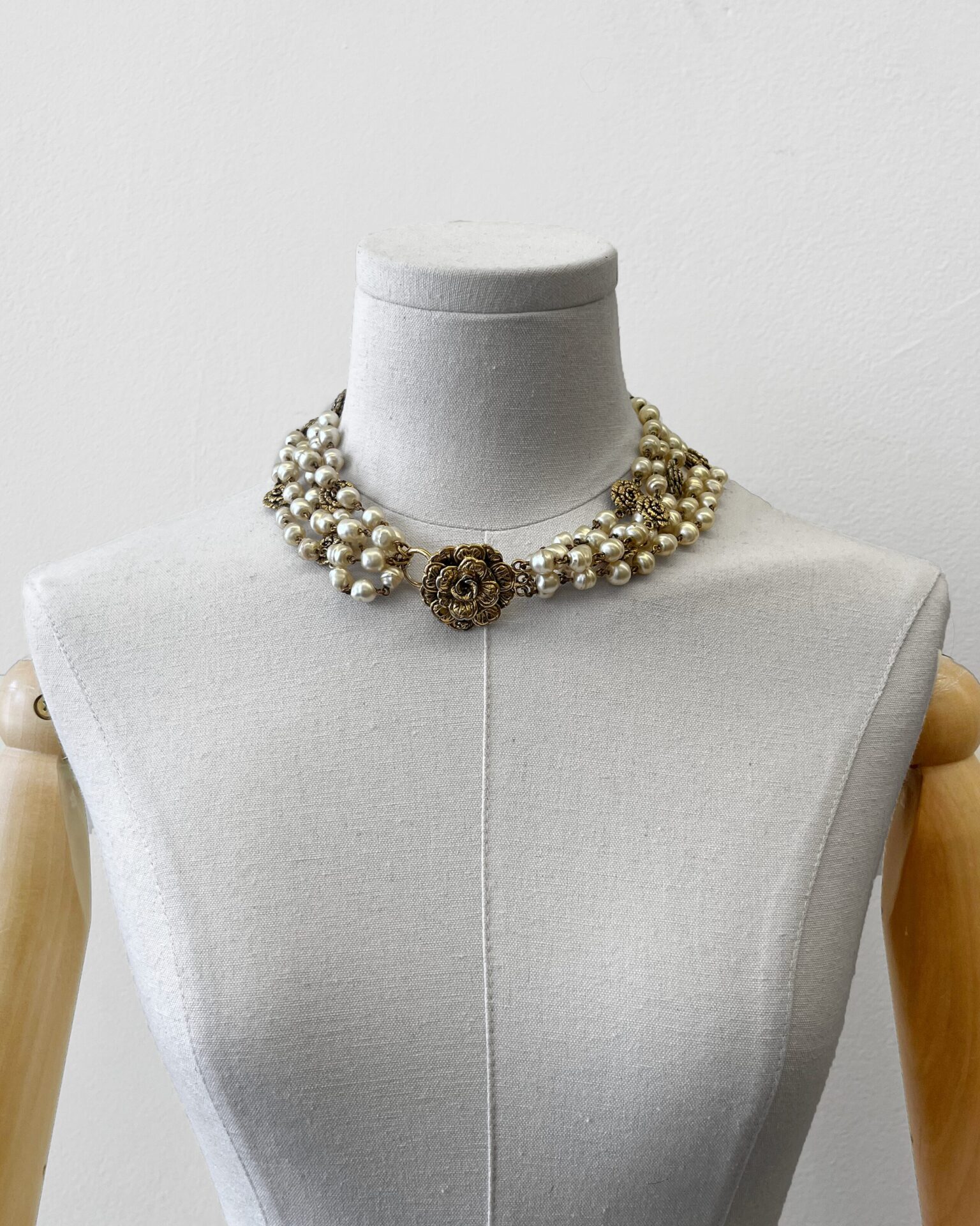 Chanel 5 strand pearl/Camellia necklace