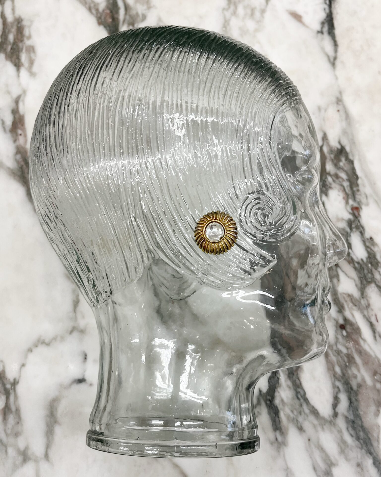 Chanel 1980's clear crystal clip-on earrings with sun rays