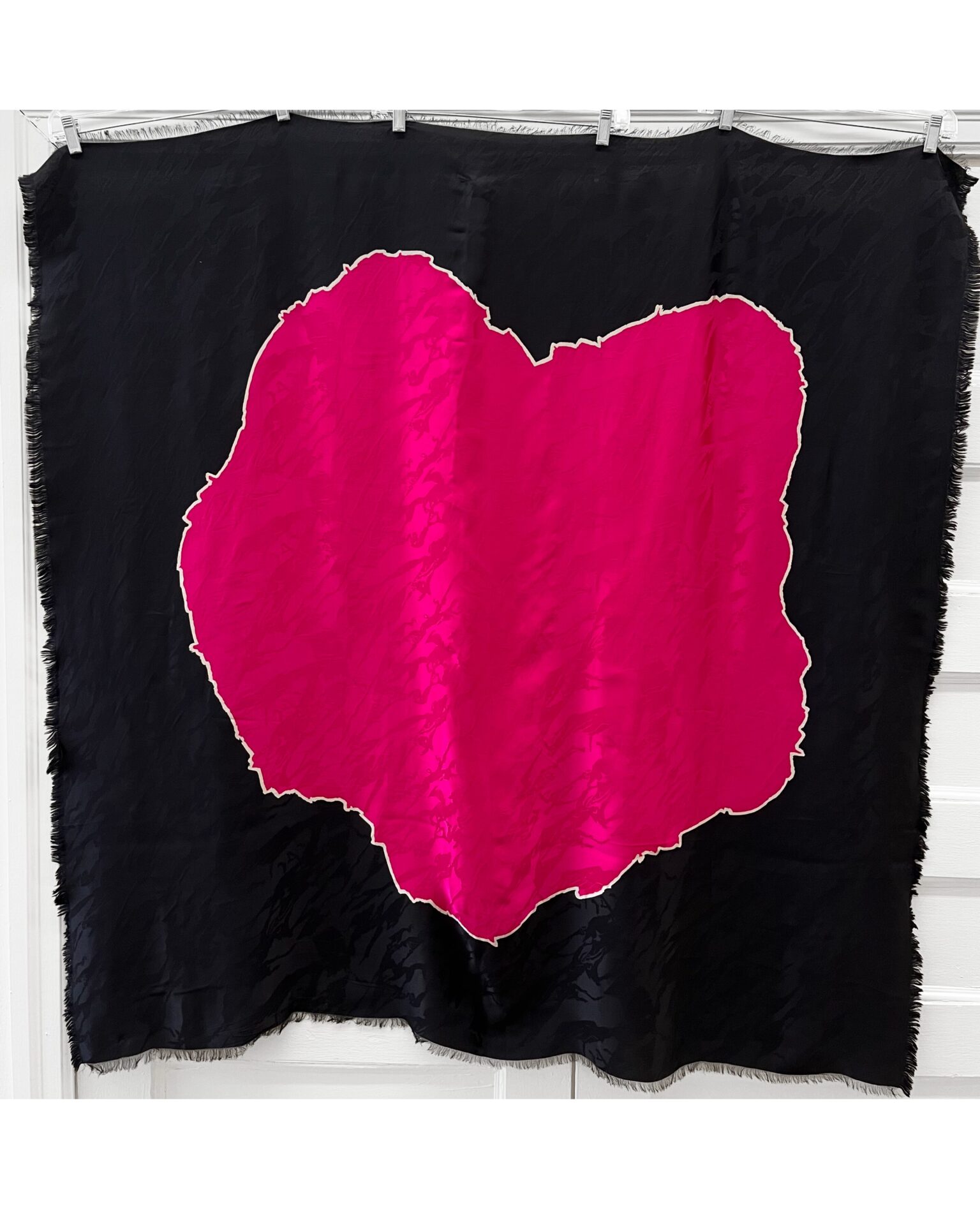 Yves Saint Laurent vintage black/fuschia print scarf/wrap