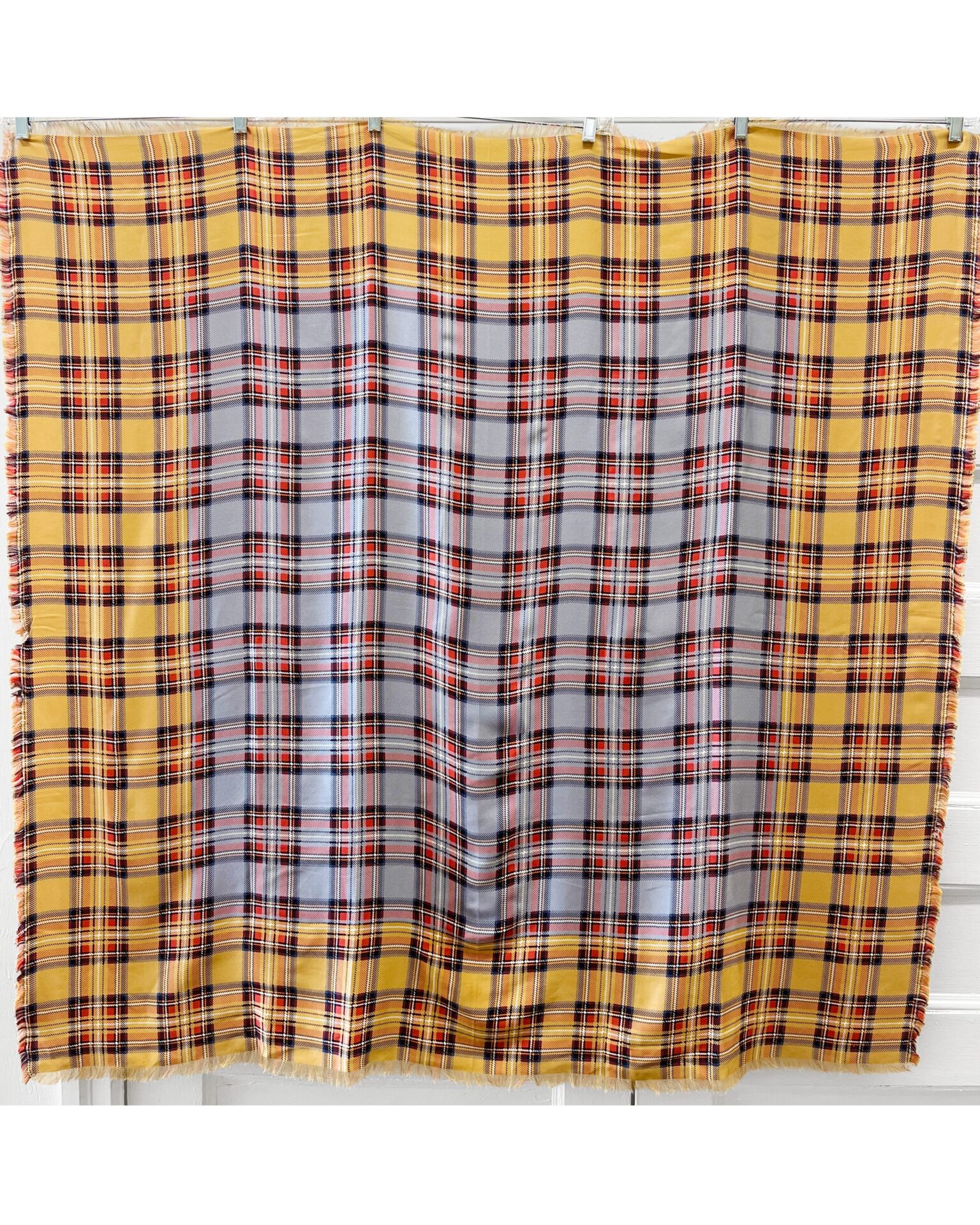 Yves Saint Laurent vintage grey & goldenrod check silk scarf/wrap