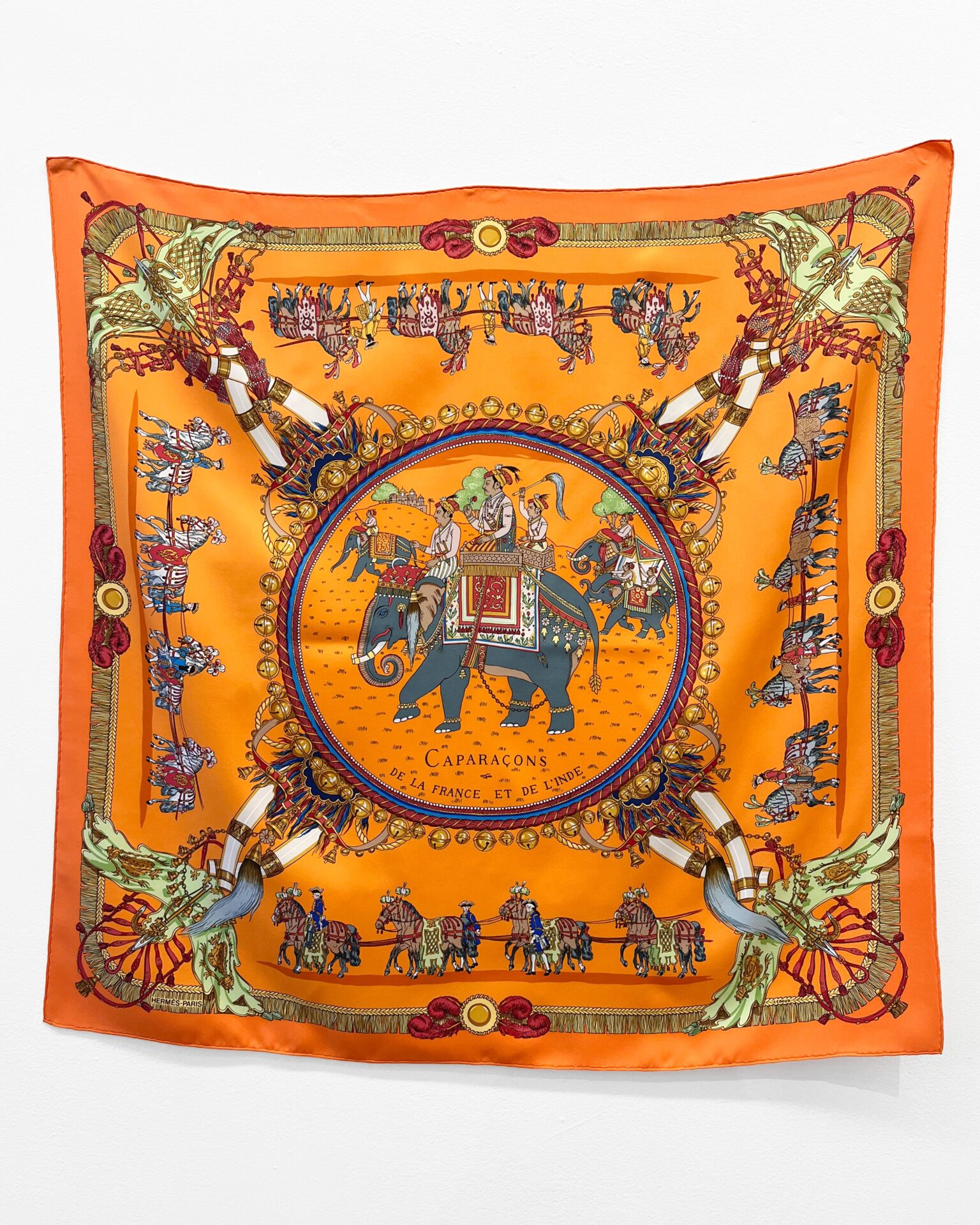 Hermes 'Caparacons' orange silk
