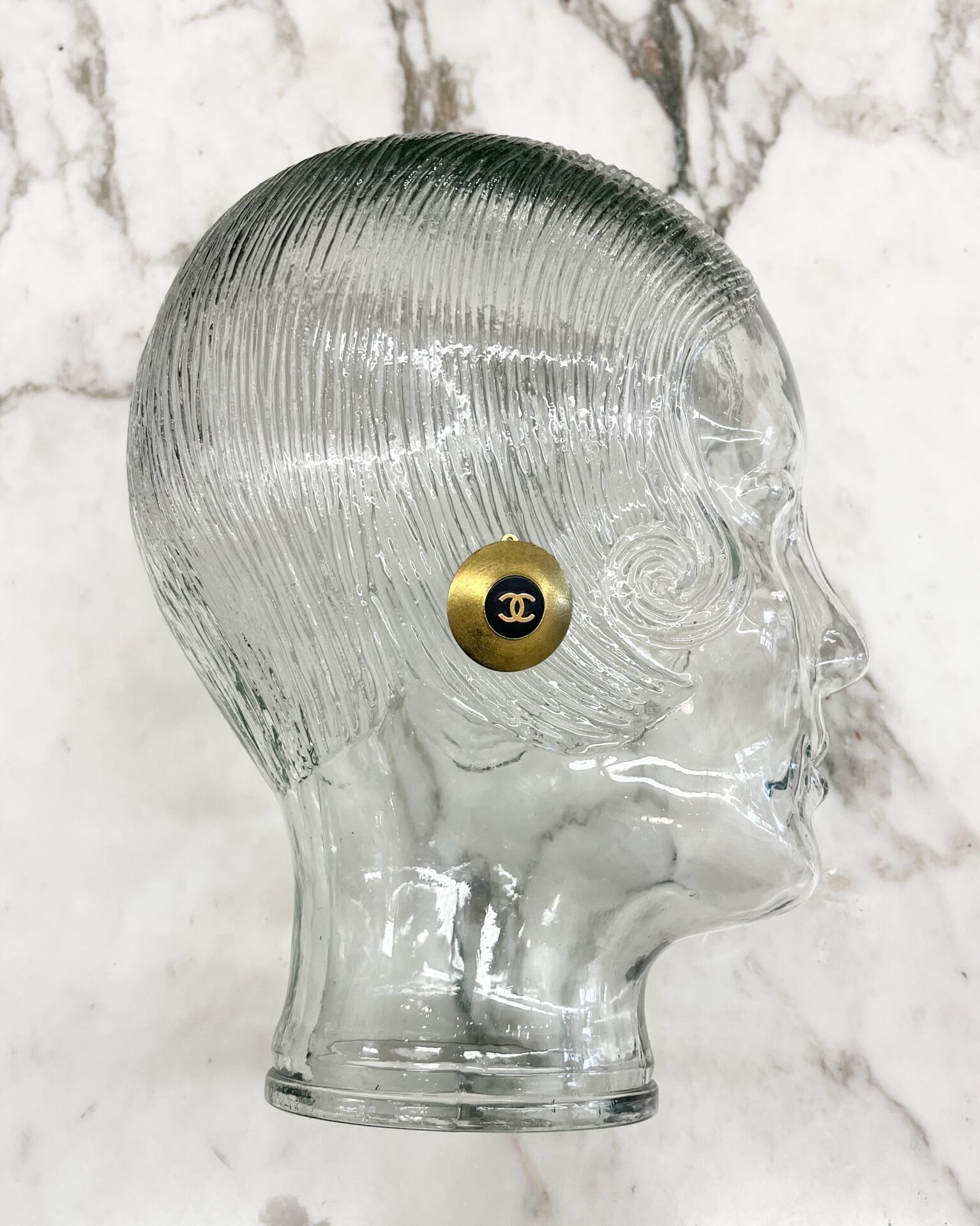 Chanel 1994 gold disk clip-on 'CC' logo earrings