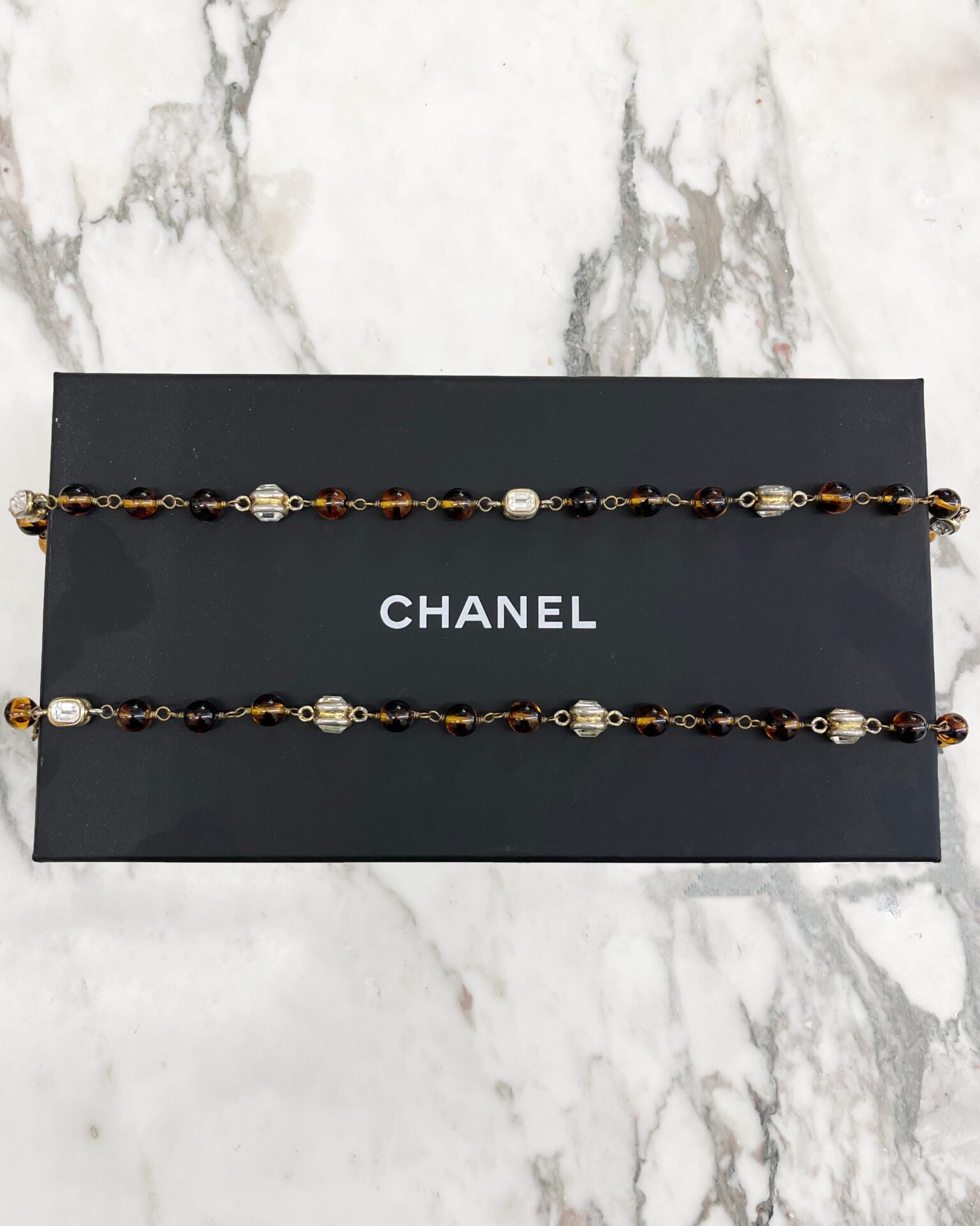 Chanel 1985 brown Murano glass & crystal necklace