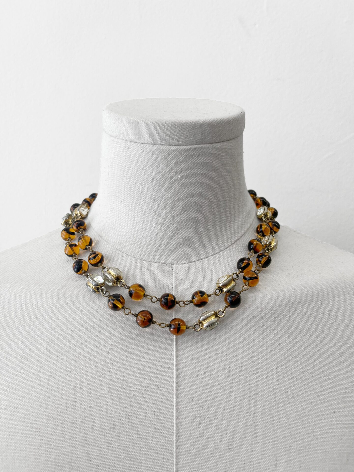 Chanel 1985 brown Murano glass & crystal necklace