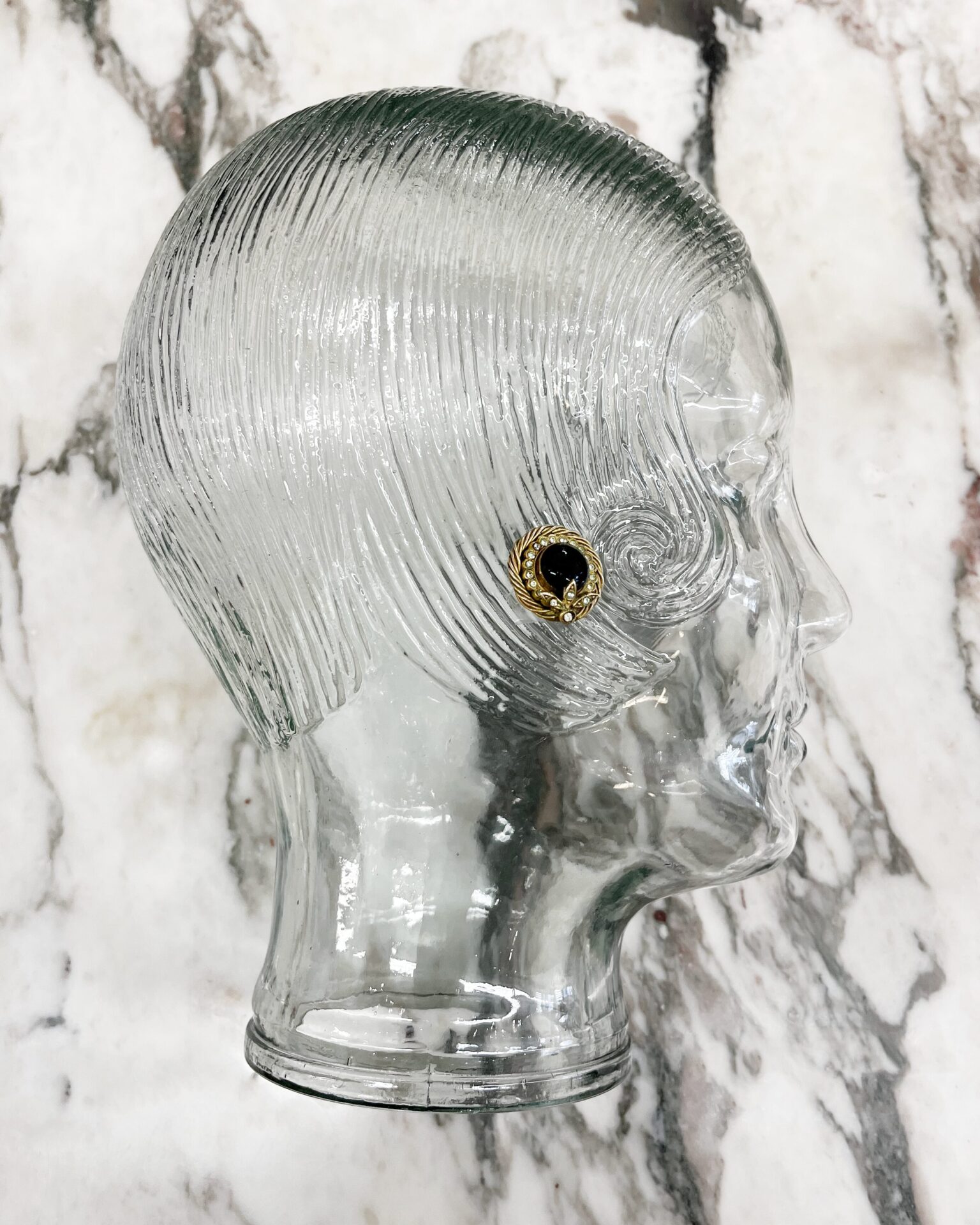 Chanel 1980's gold & black gripoix clip-on earrings