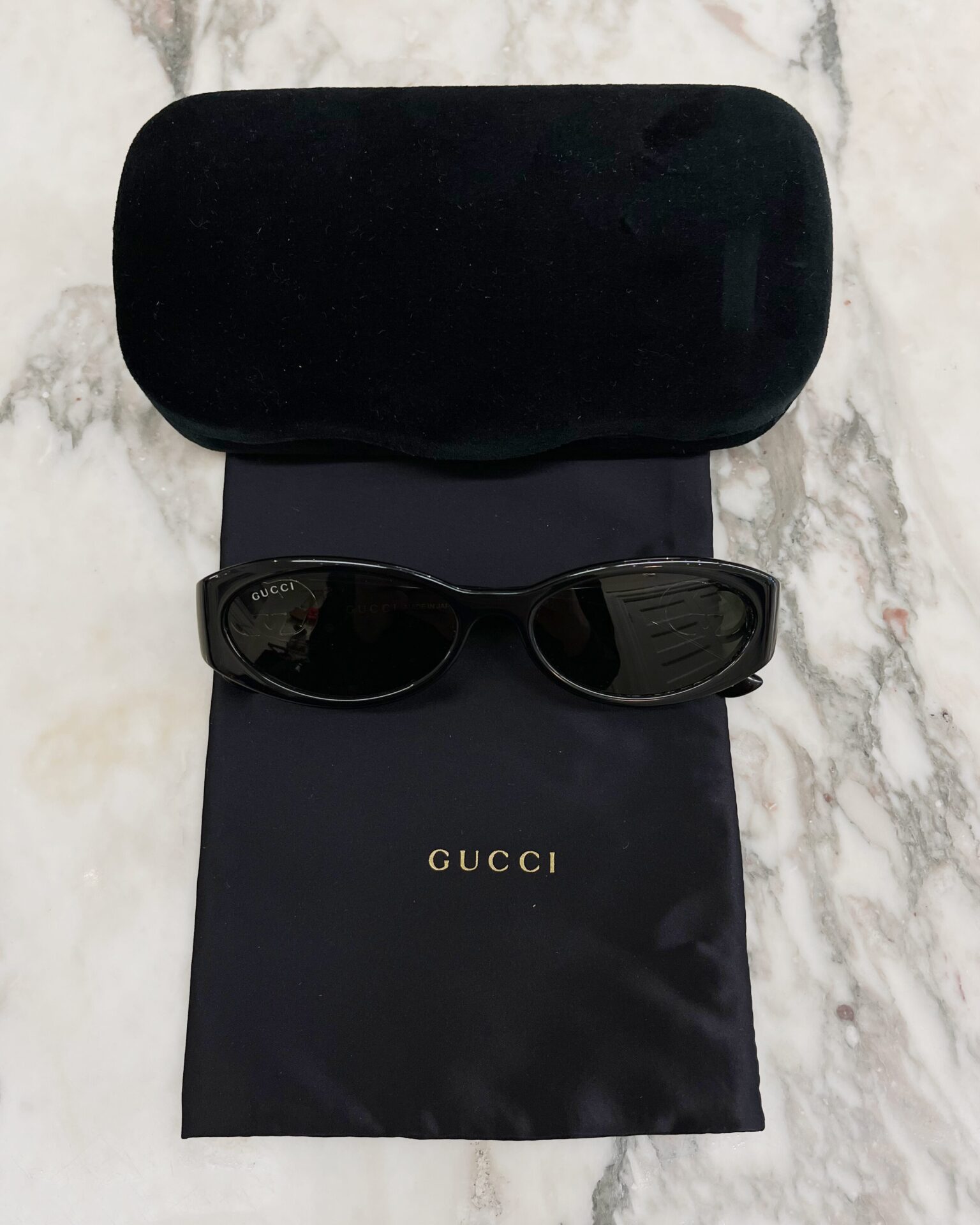 Gucci GG1660S black slim logo sunglasses