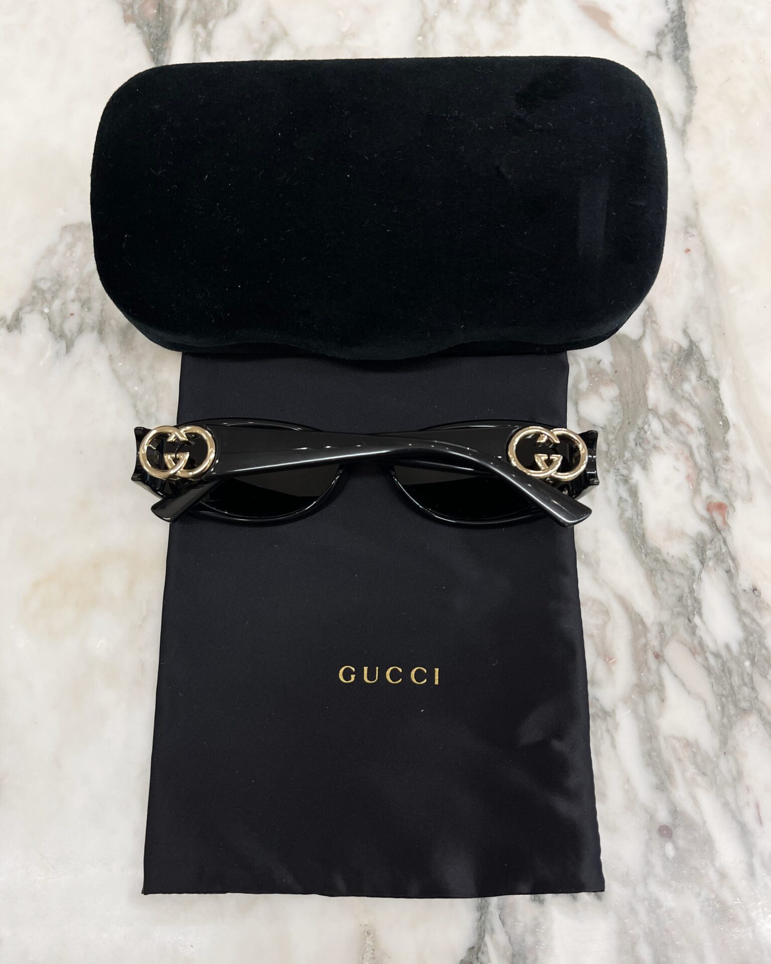 Gucci GG1660S black slim logo sunglasses