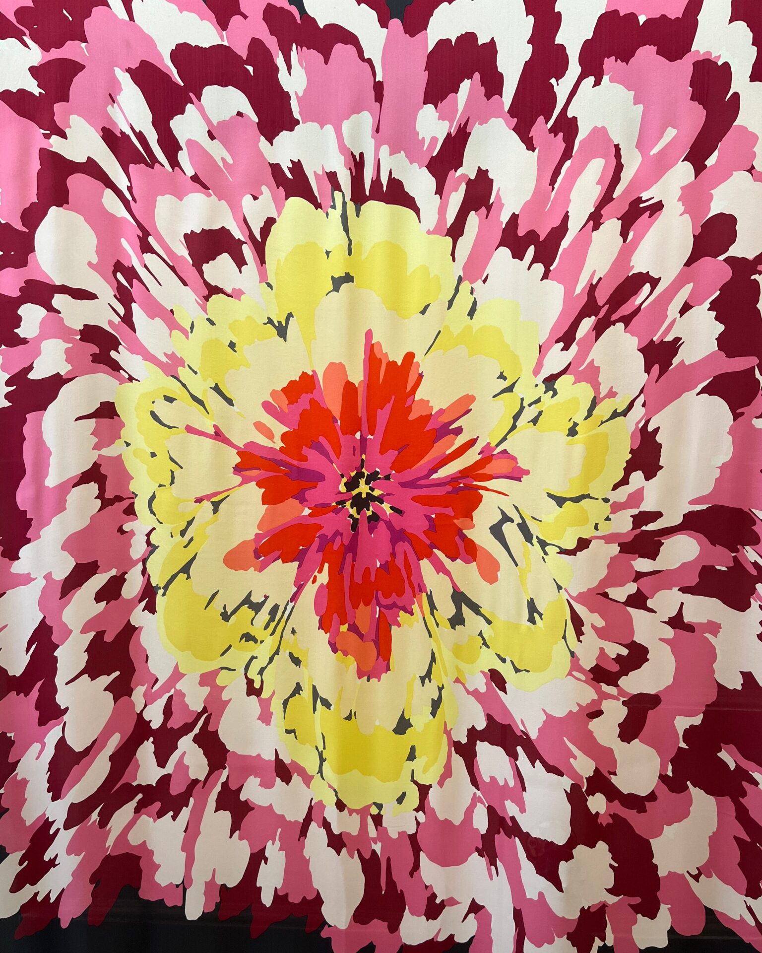 Missoni floral print silk shawl with grey fringe trim