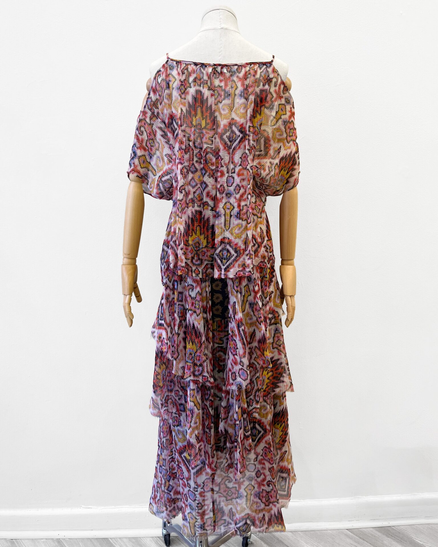 Dries Van Noten silk chiffon multicolour print skirt/top set