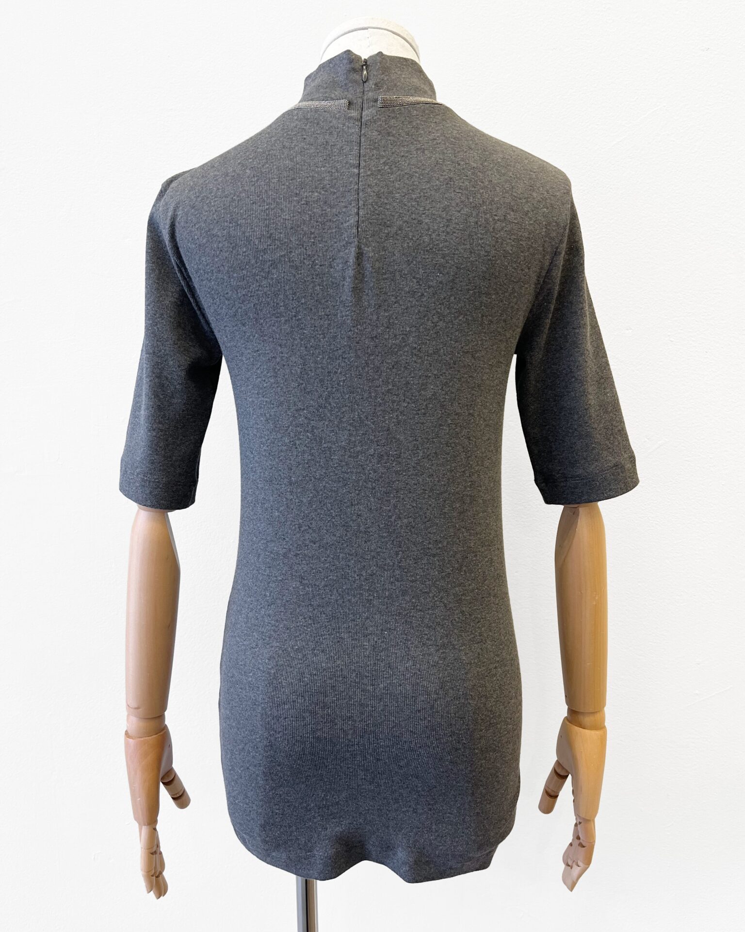 Brunello Cucinelli ribbed Monili trim short sleeve turtleneck