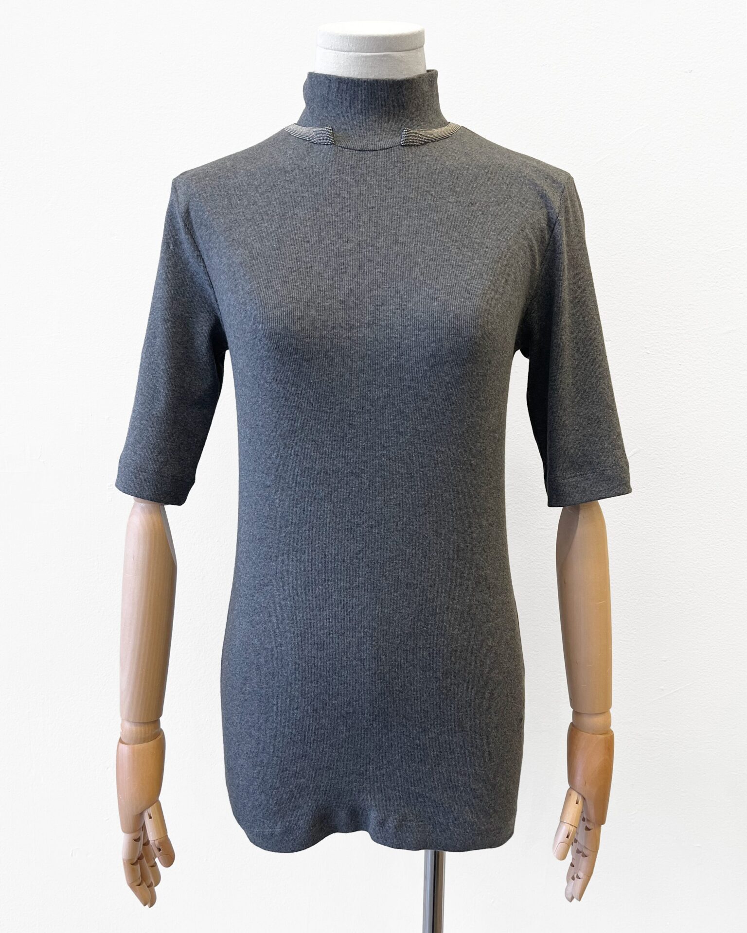 Brunello Cucinelli ribbed Monili trim short sleeve turtleneck