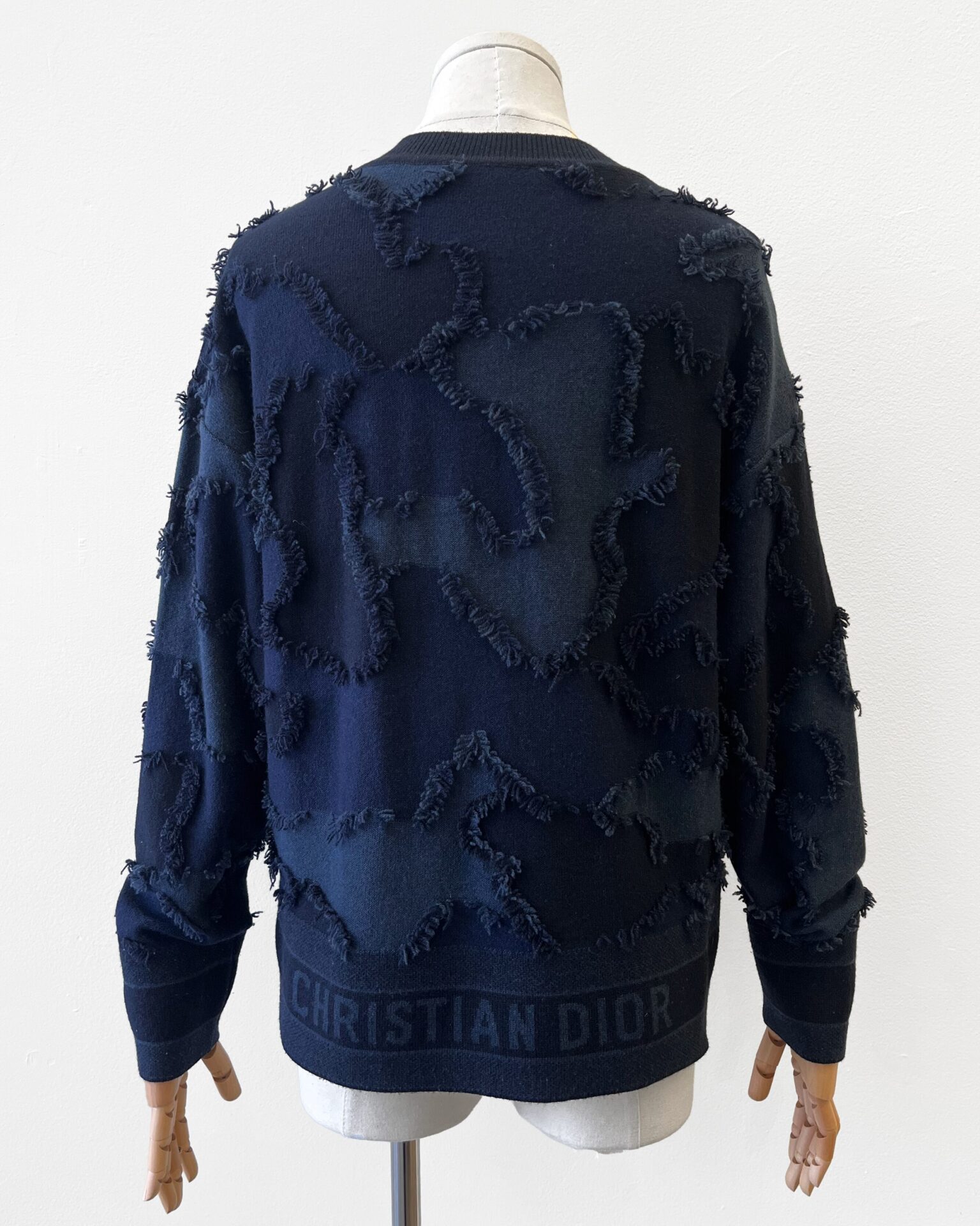 Dior navy camouflage cashmere knit sweater