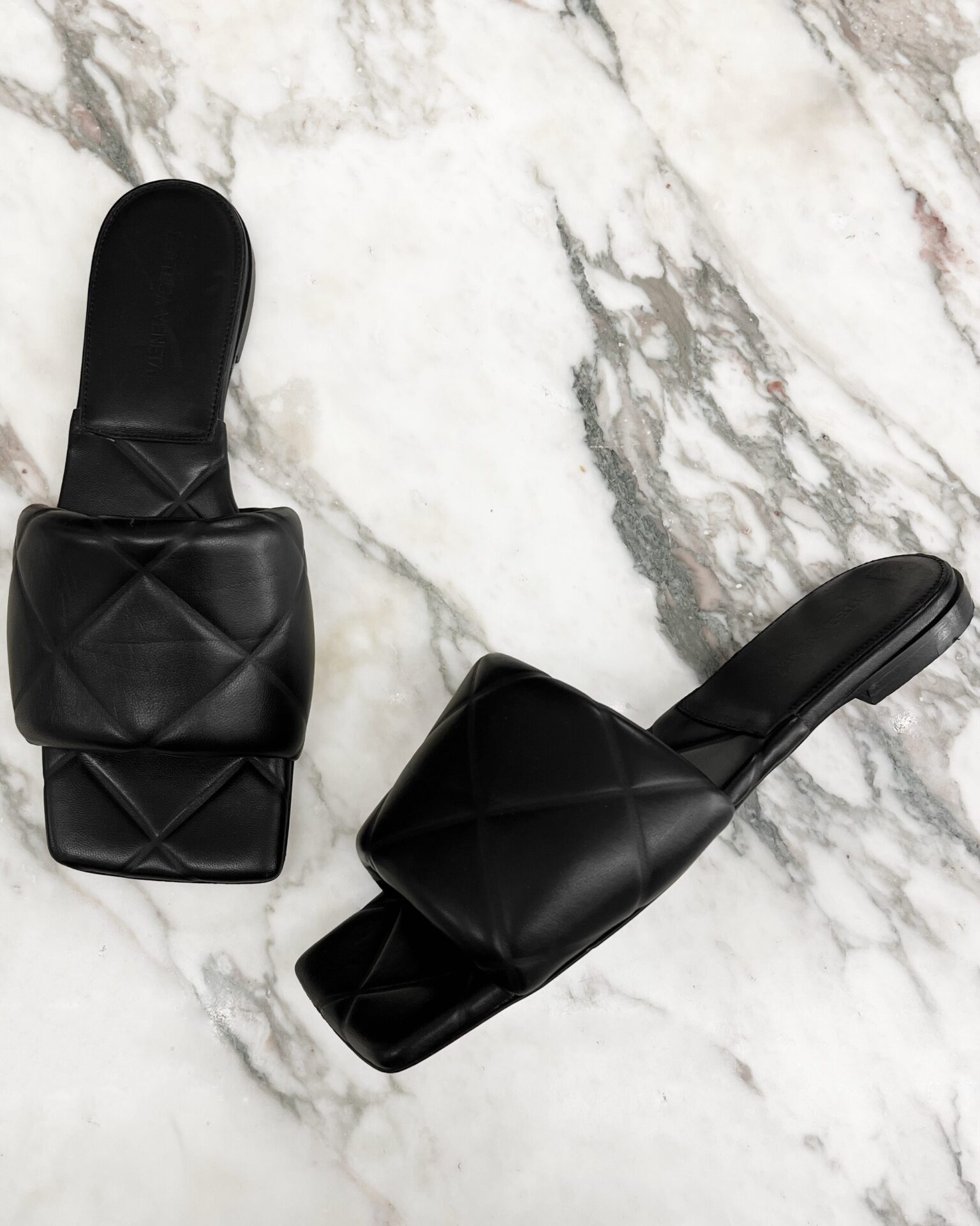 Bottega Veneta Lido black leather flat sandals