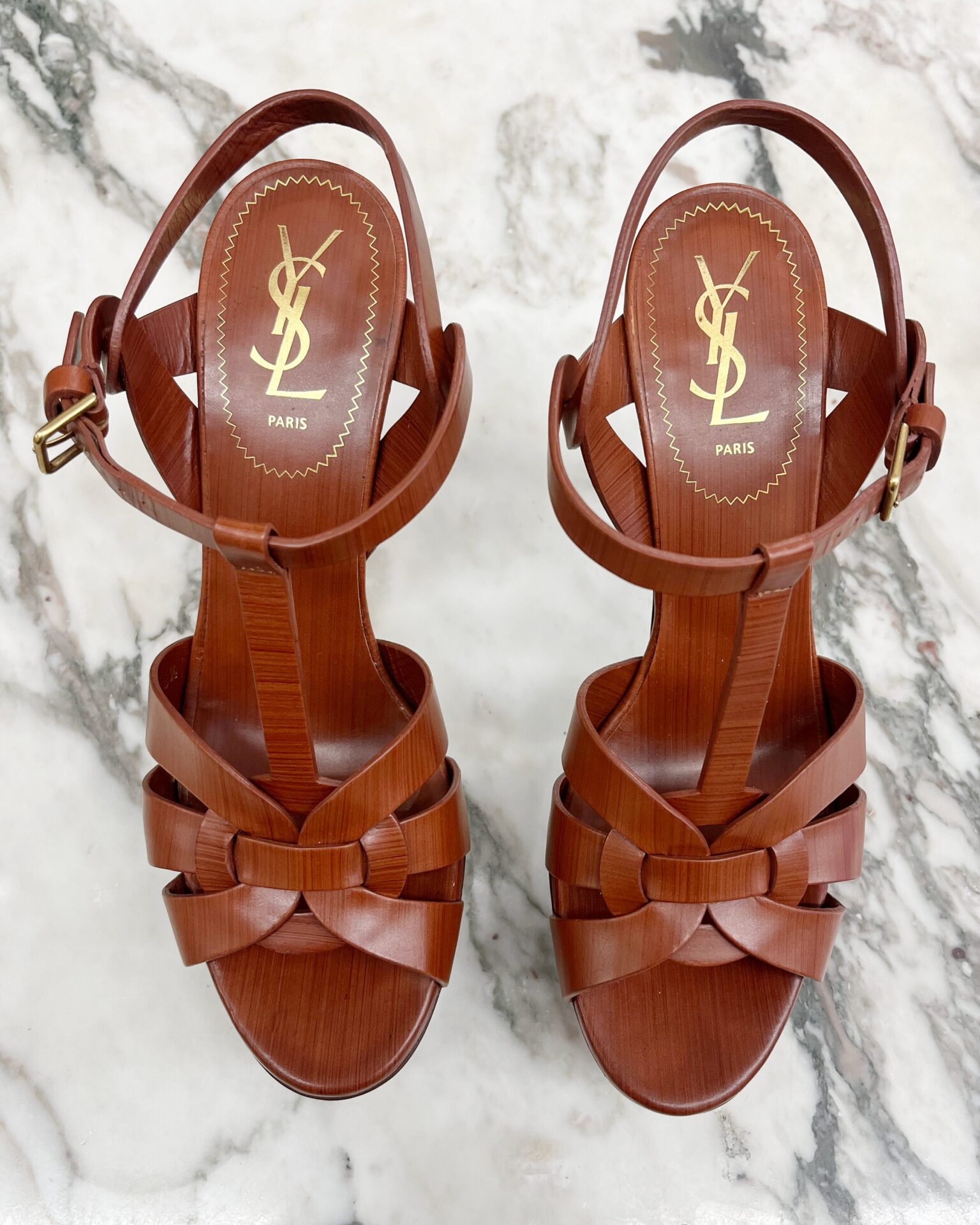 Yves Saint Laurent brown Tribute heels