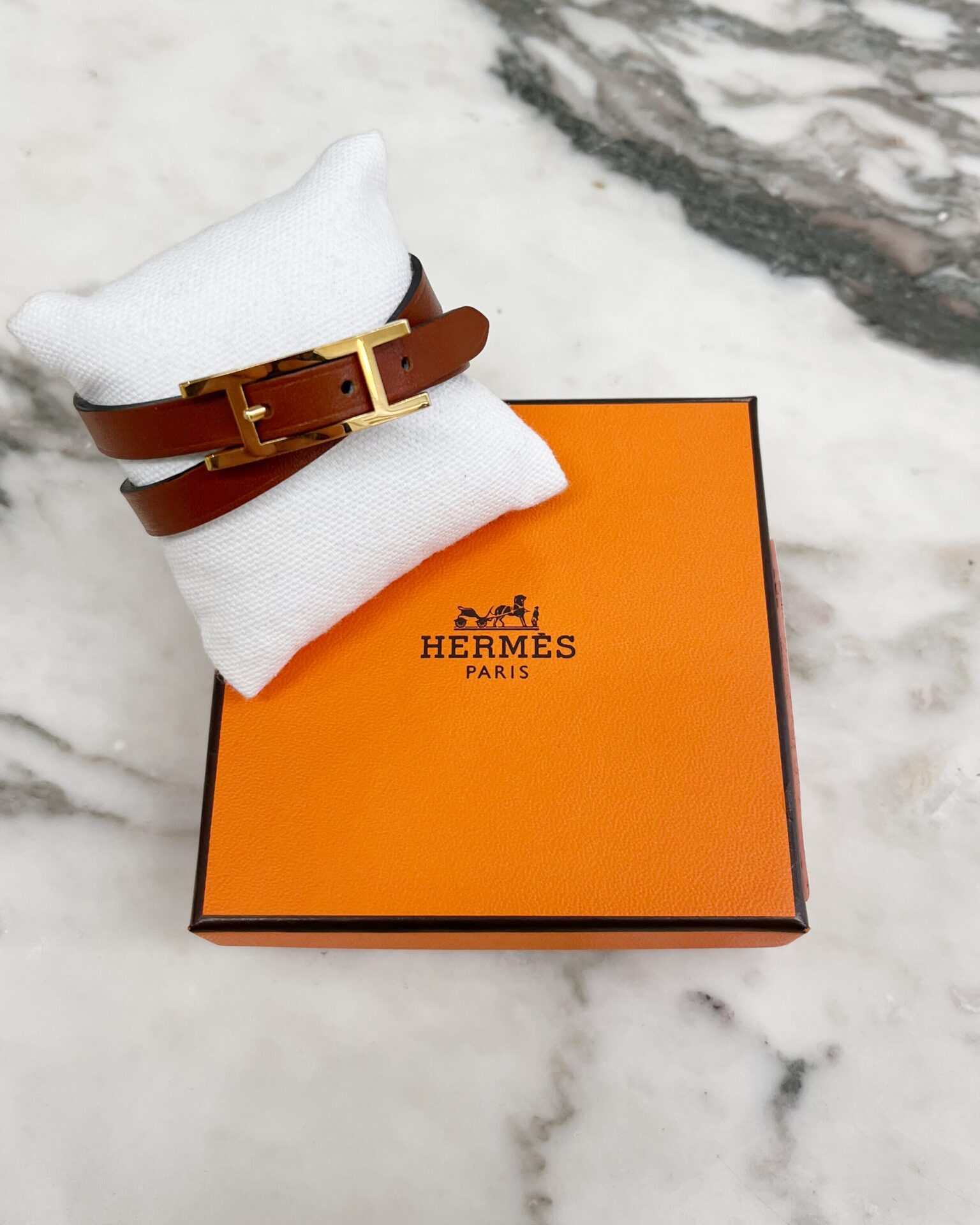 Hermes 2015 Behapi double tour bracelet in black & cognac