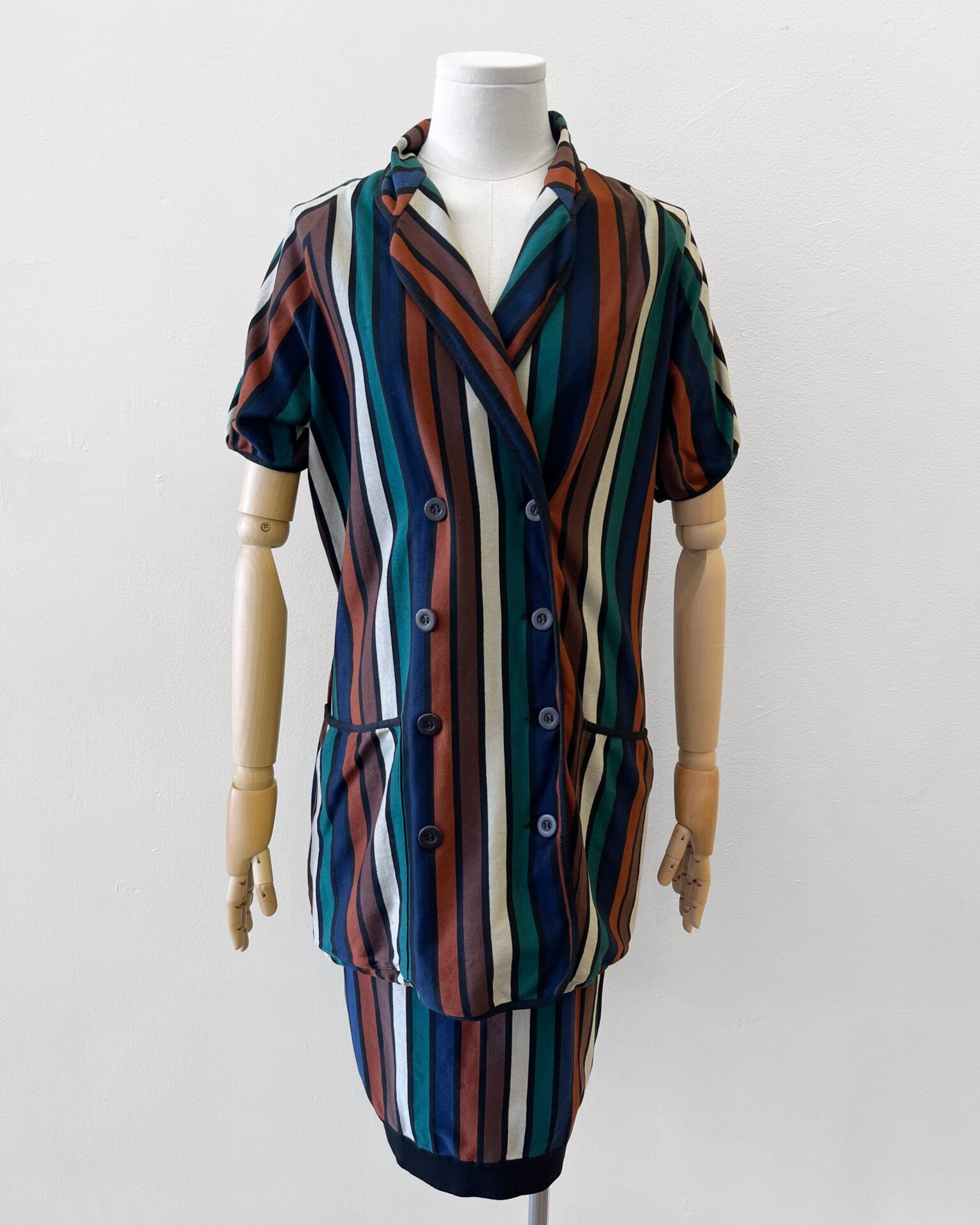 Jean Paul Gaultier Maille 1990's striped skirt set