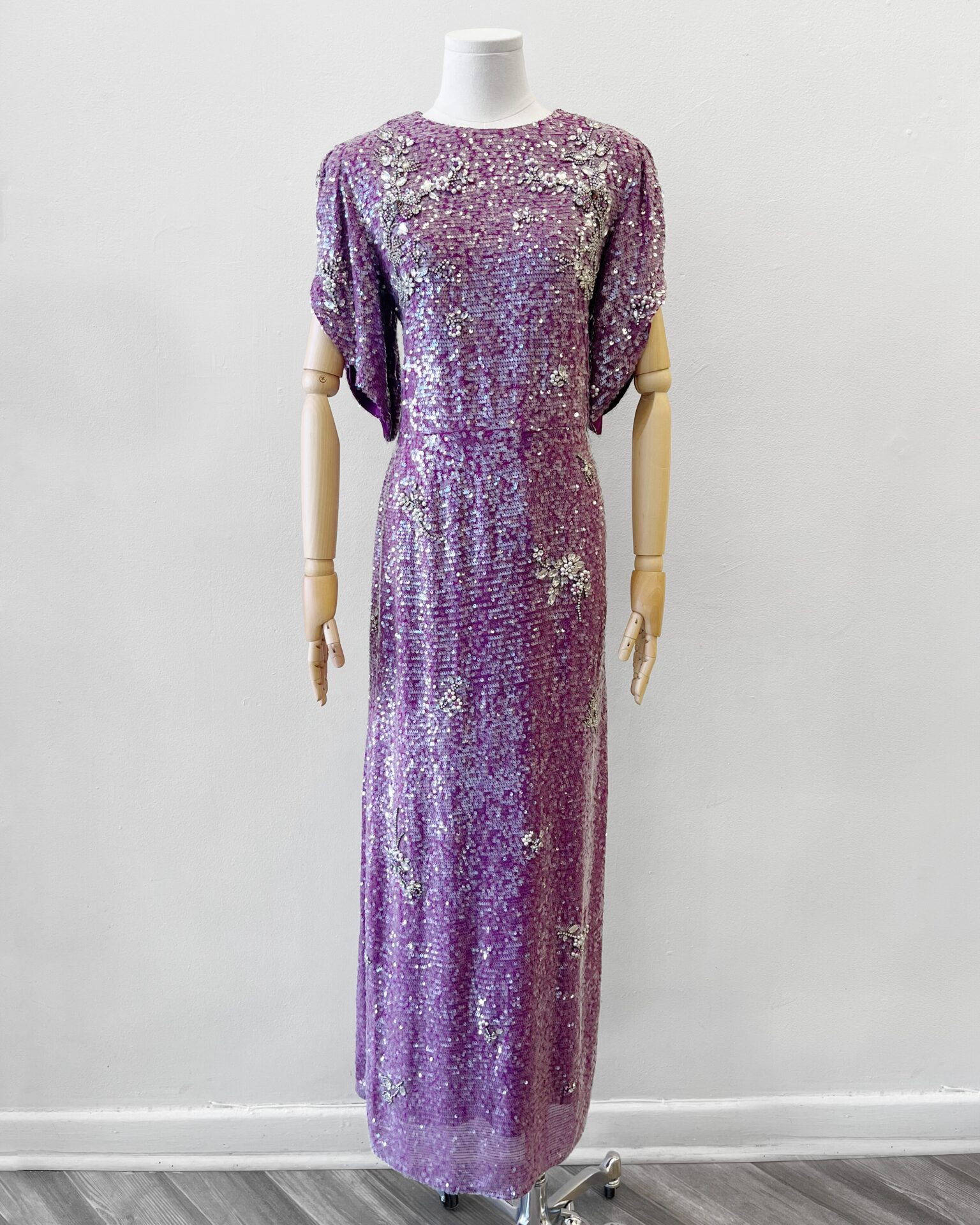 Erdem sequined Asteria gown in magenta with 2 belts