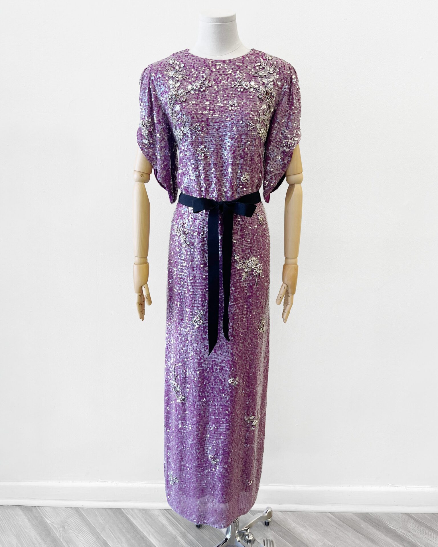 Erdem sequined Asteria gown in magenta with 2 belts